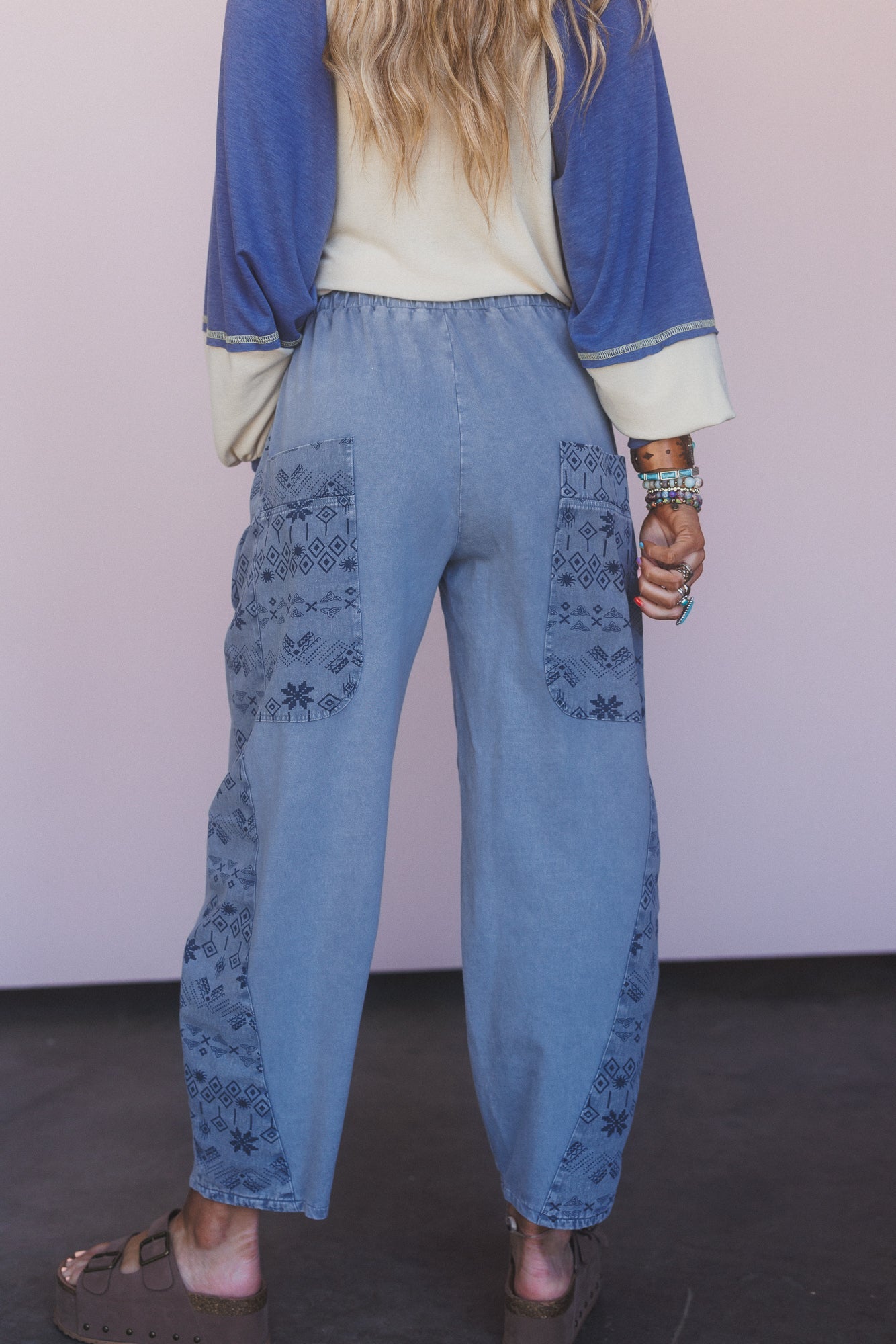 Zyana Wide Leg Pants - Washed Denim