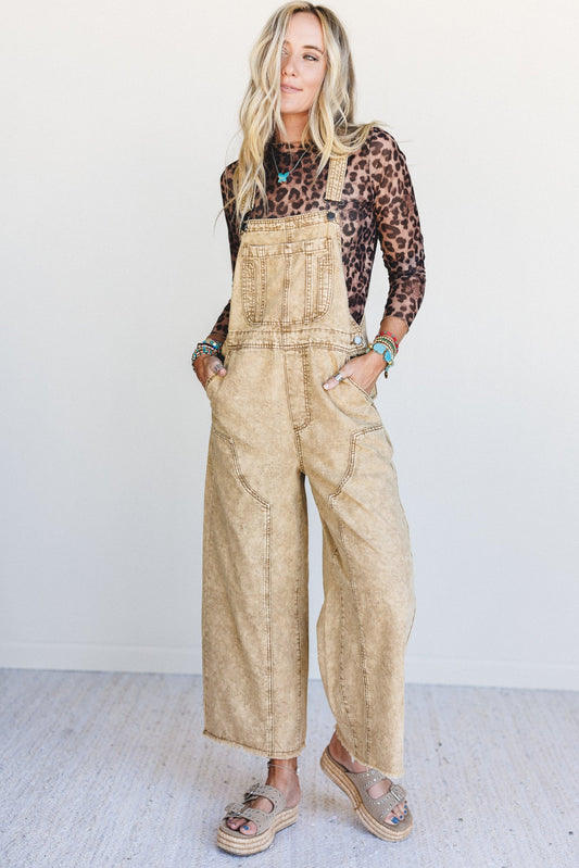 Chasing Horizons Flower Pattern Overalls - Walnut