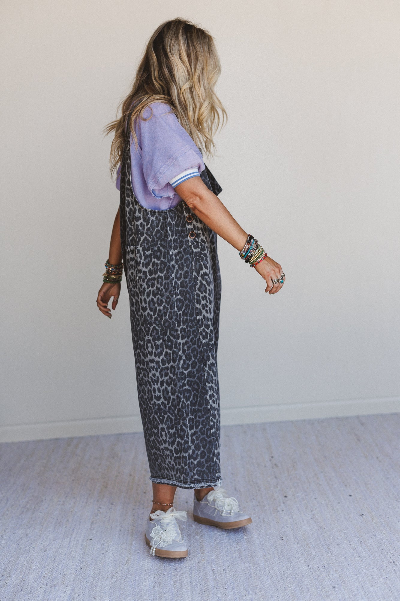 High Hopes Leopard Print Overalls - Gray Leopard