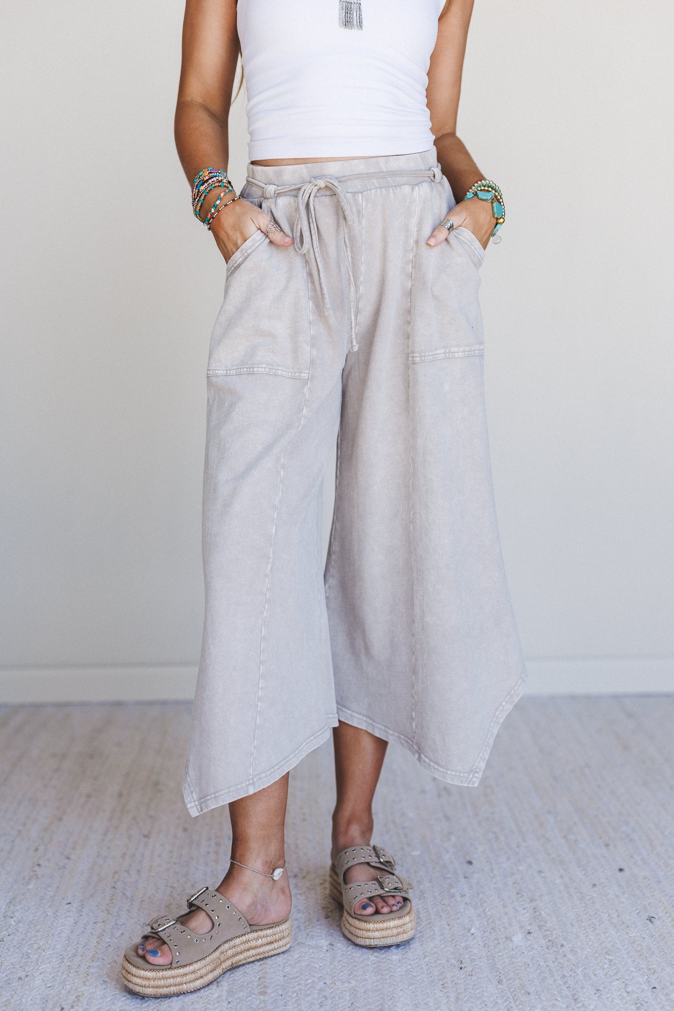 Eventide Wide Leg Pants - Khaki