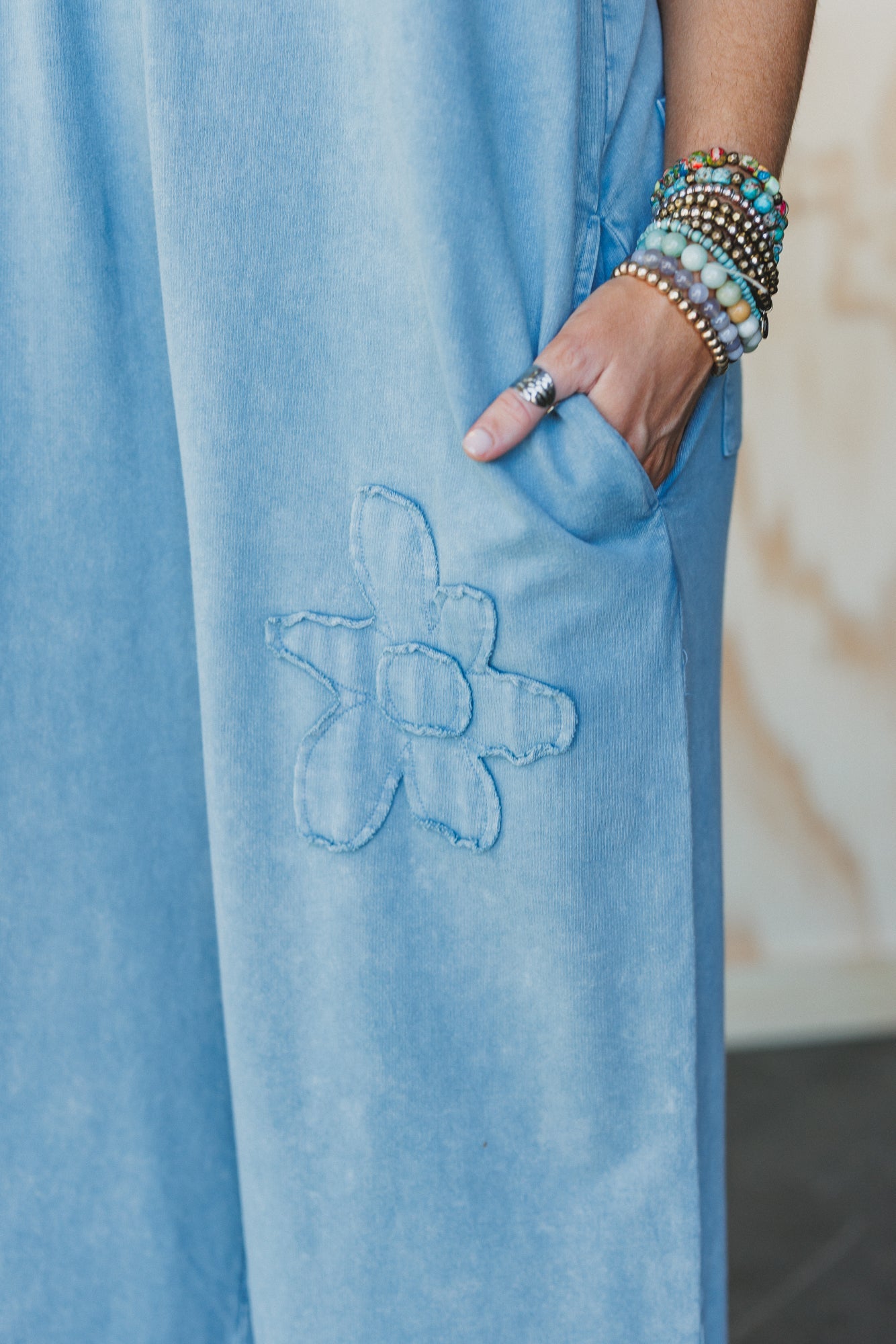 Everyday Magic Flower Patch Jumpsuit - Blue