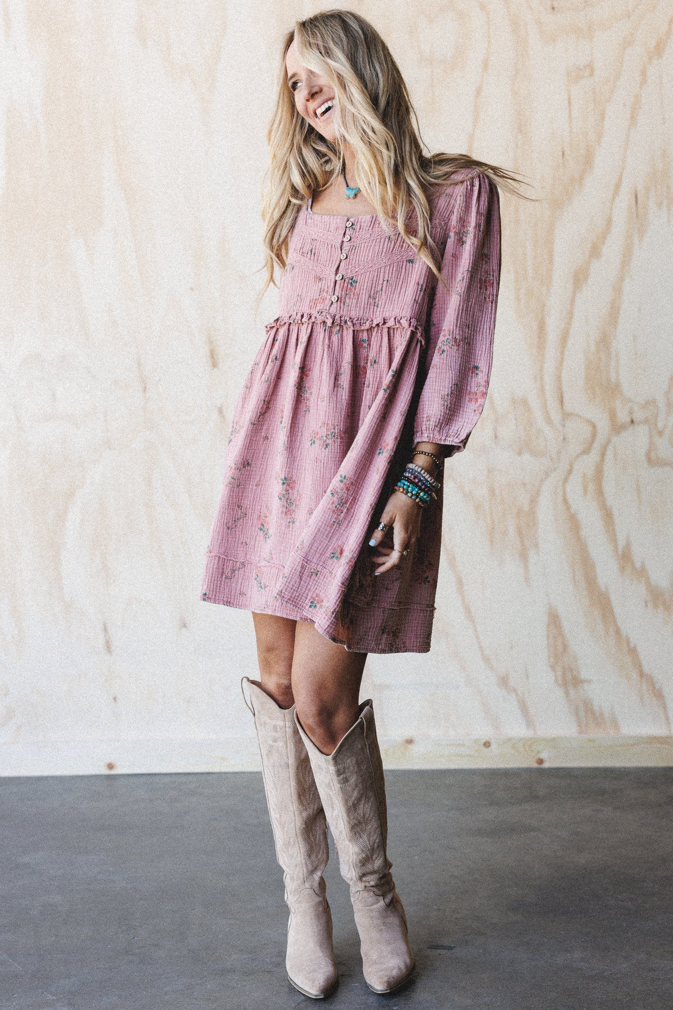 Infinite Dreamer Floral Babydoll Dress - Mauve
