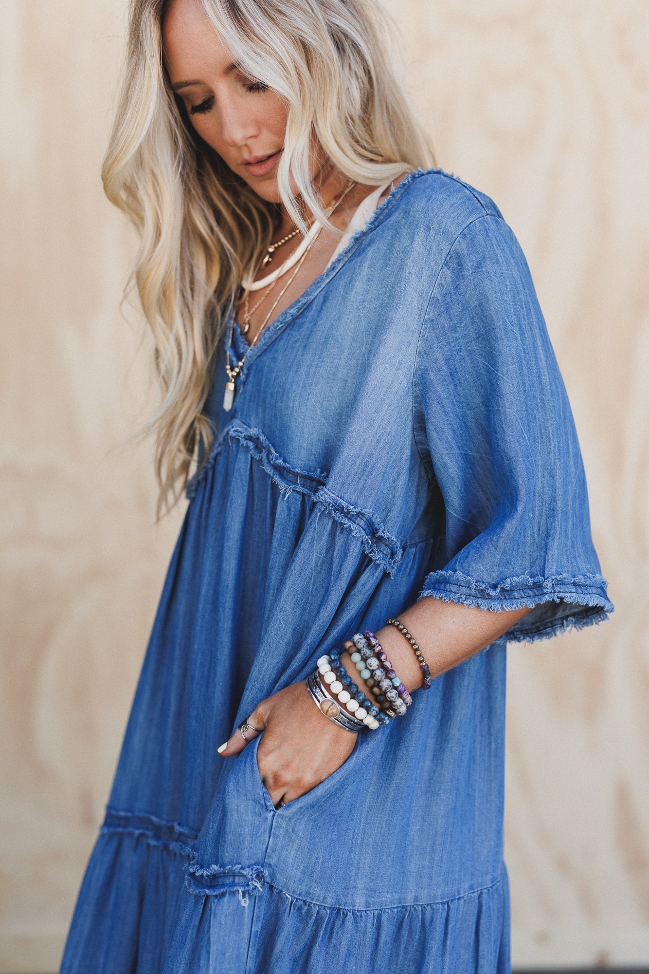 Fiona Tiered Maxi Dress - Dark Denim