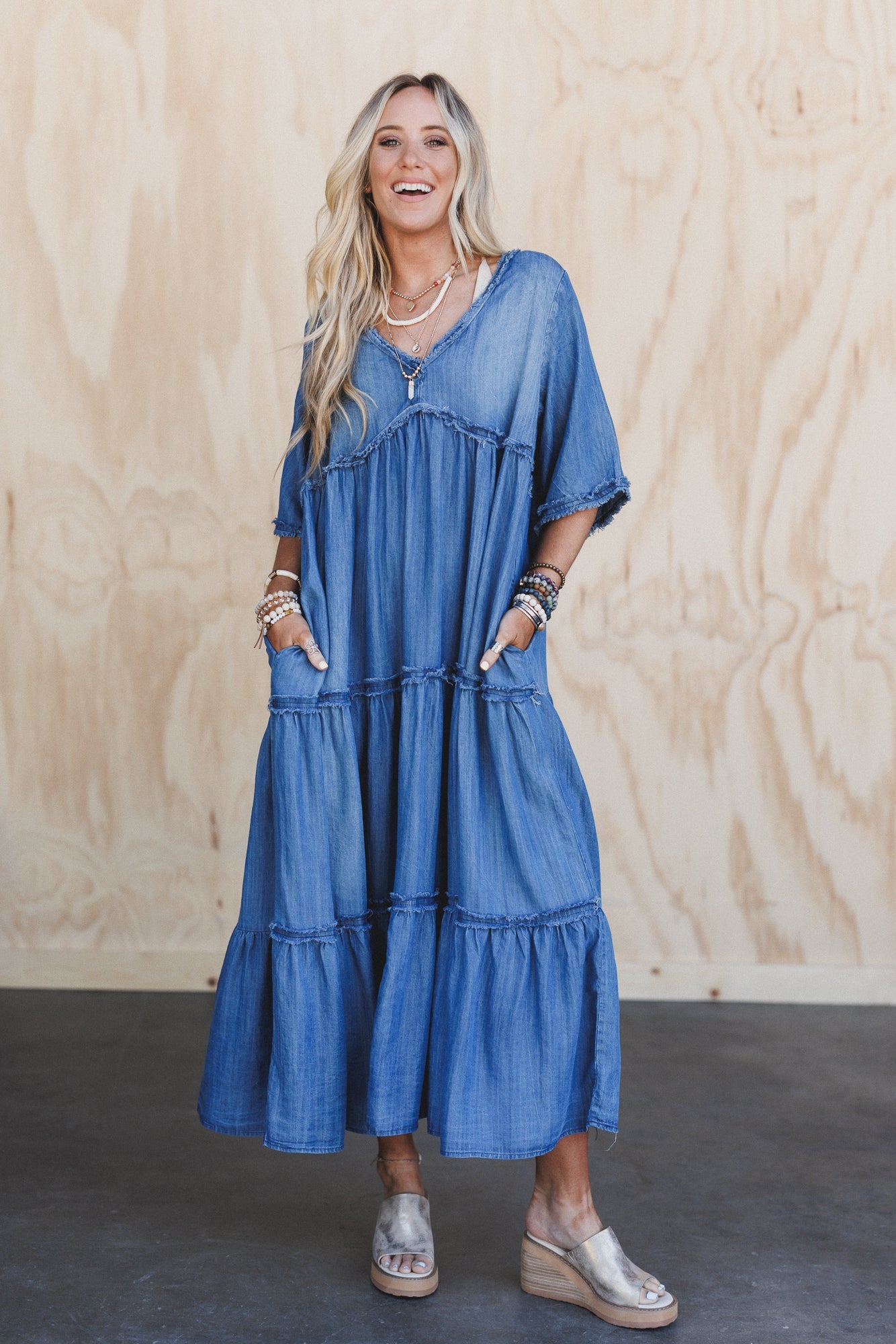 Fiona Tiered Maxi Dress - Dark Denim