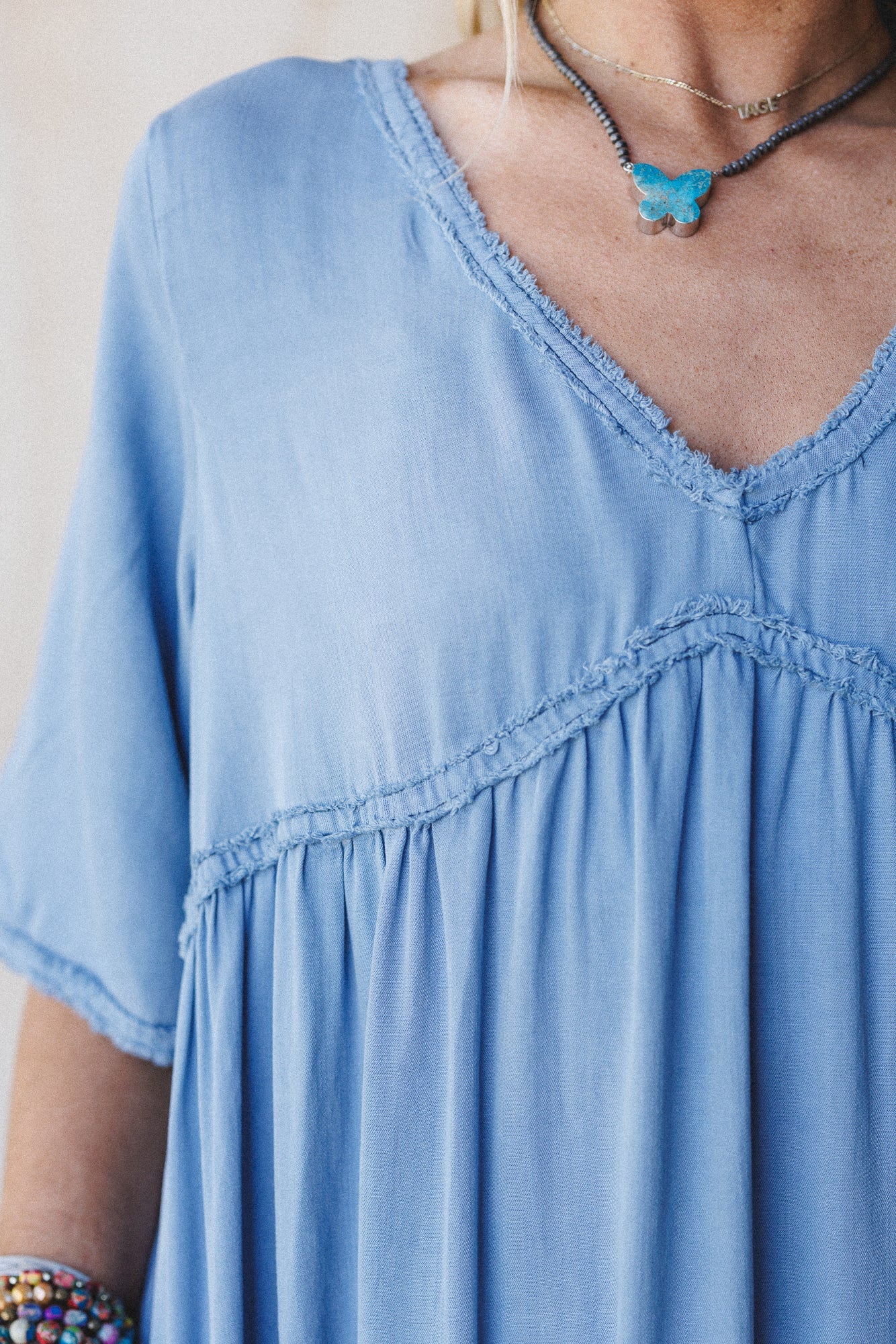 Fiona Tiered Maxi Dress - Light Denim