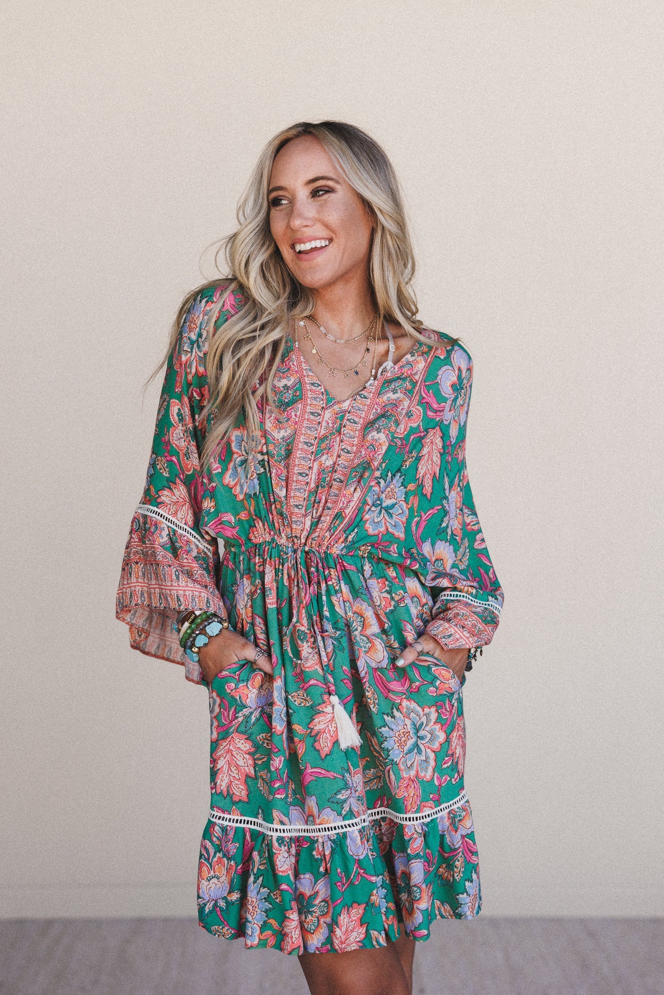 Dreamy Doll Printed Dress - Green