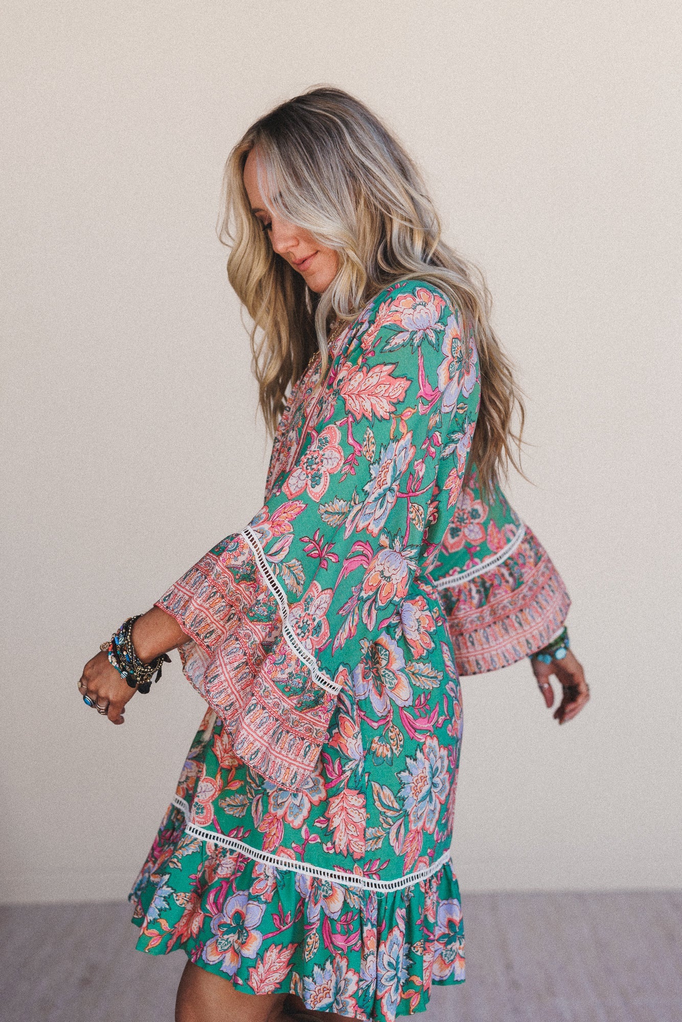 Dreamy Doll Printed Dress - Green