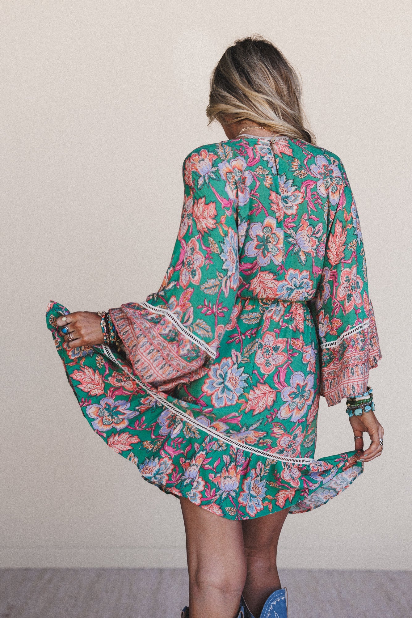 Dreamy Doll Printed Dress - Green