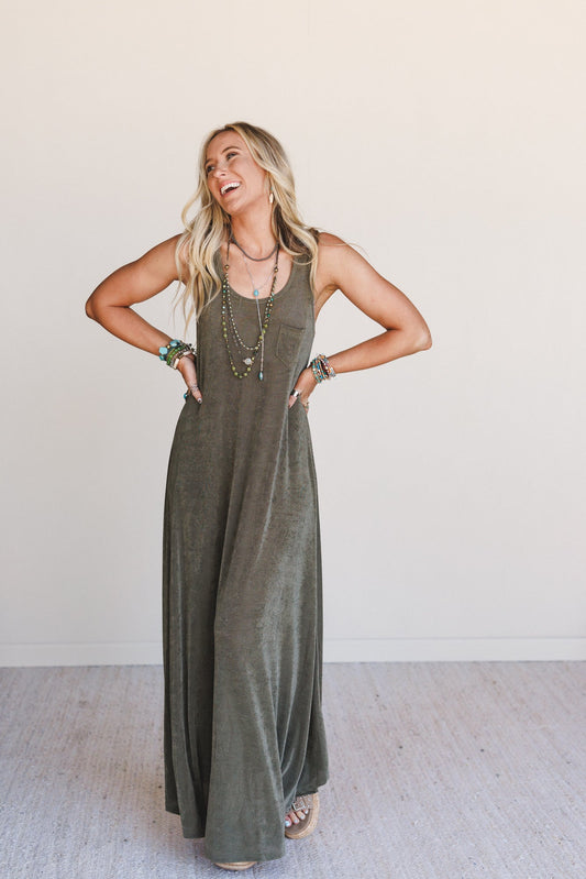 Timeless Grace Maxi Dress - Olive