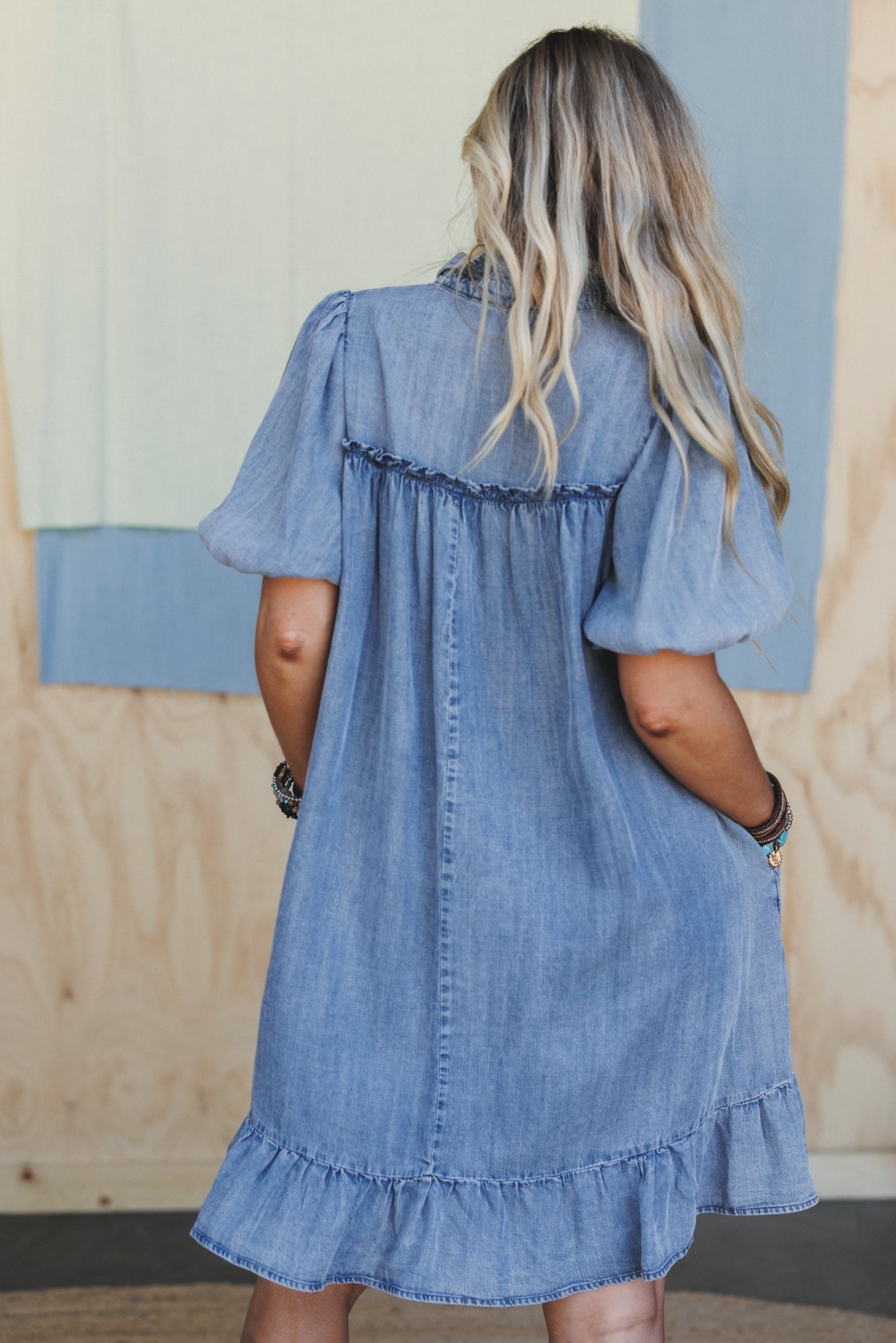 Cabana Days Ruffle Hem Dress - Blue