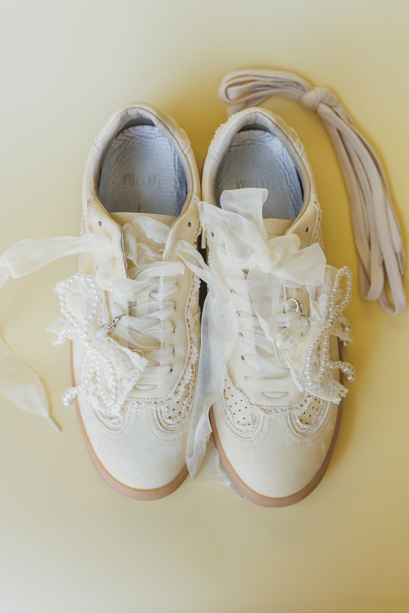 Make It Yours Bow Embroidered Sneakers - Yellow