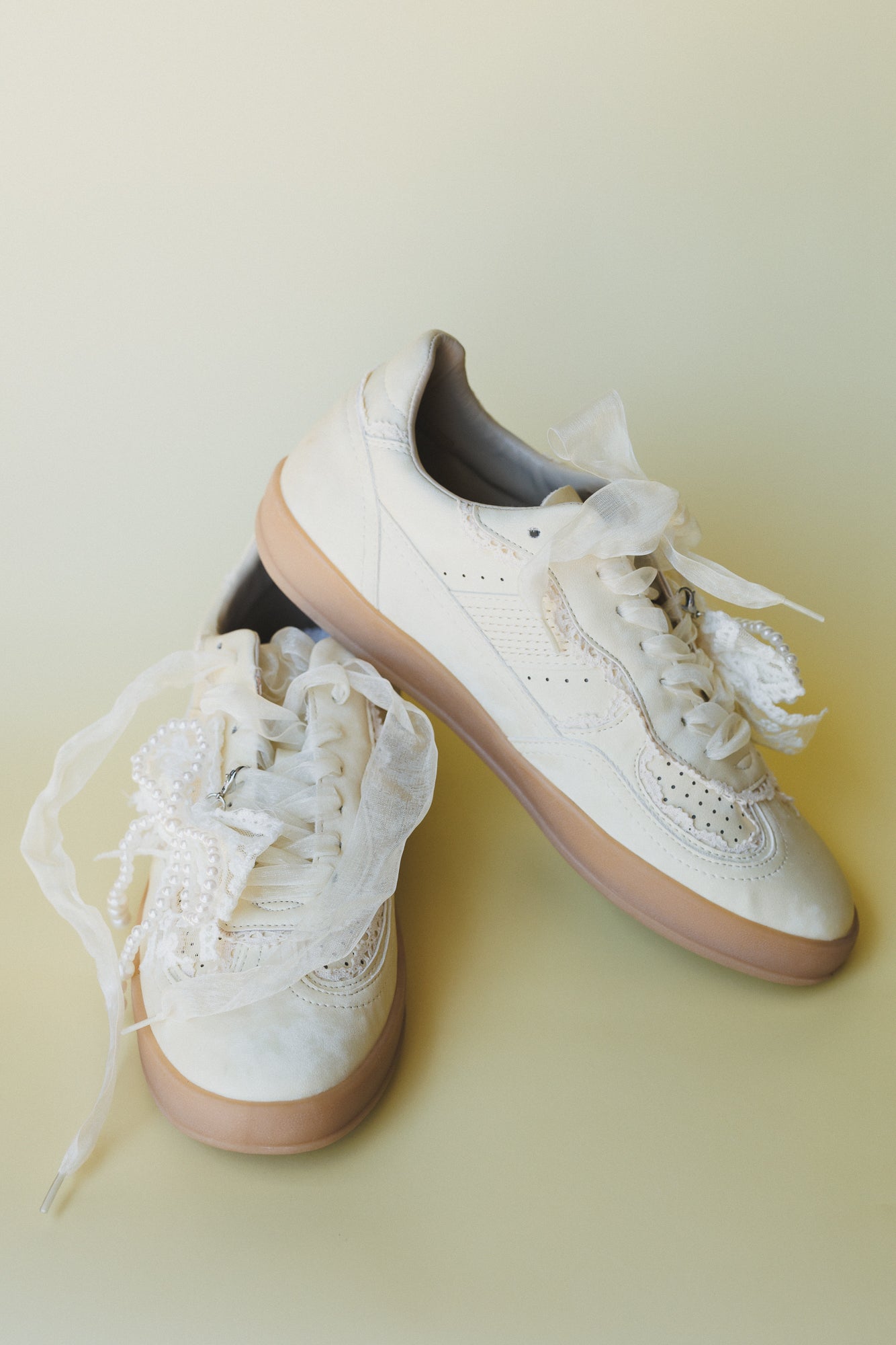 Make It Yours Bow Embroidered Sneakers - Yellow