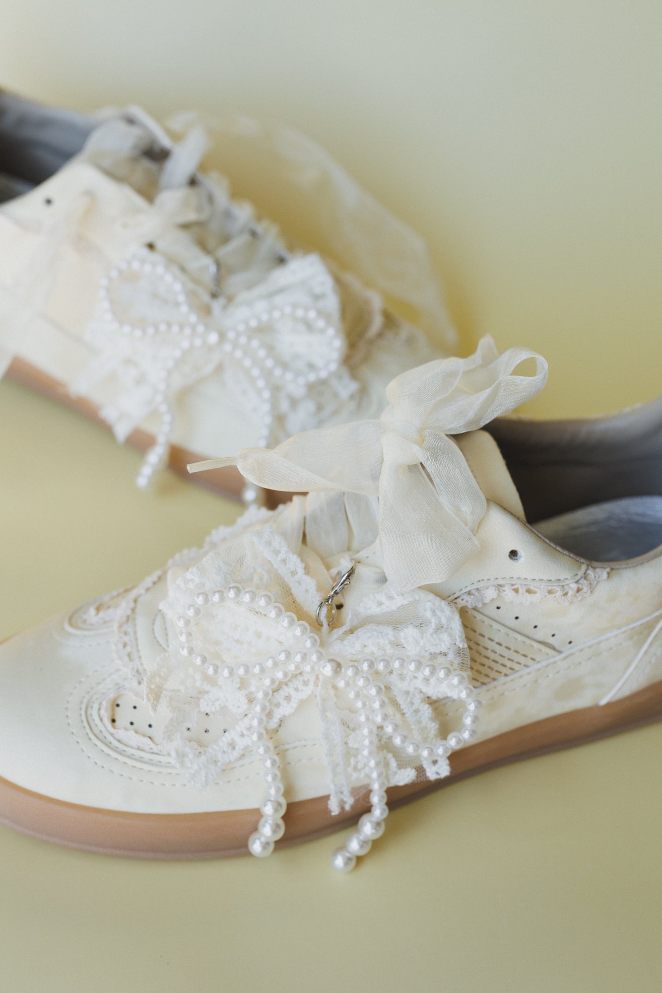 Make It Yours Bow Embroidered Sneakers - Yellow