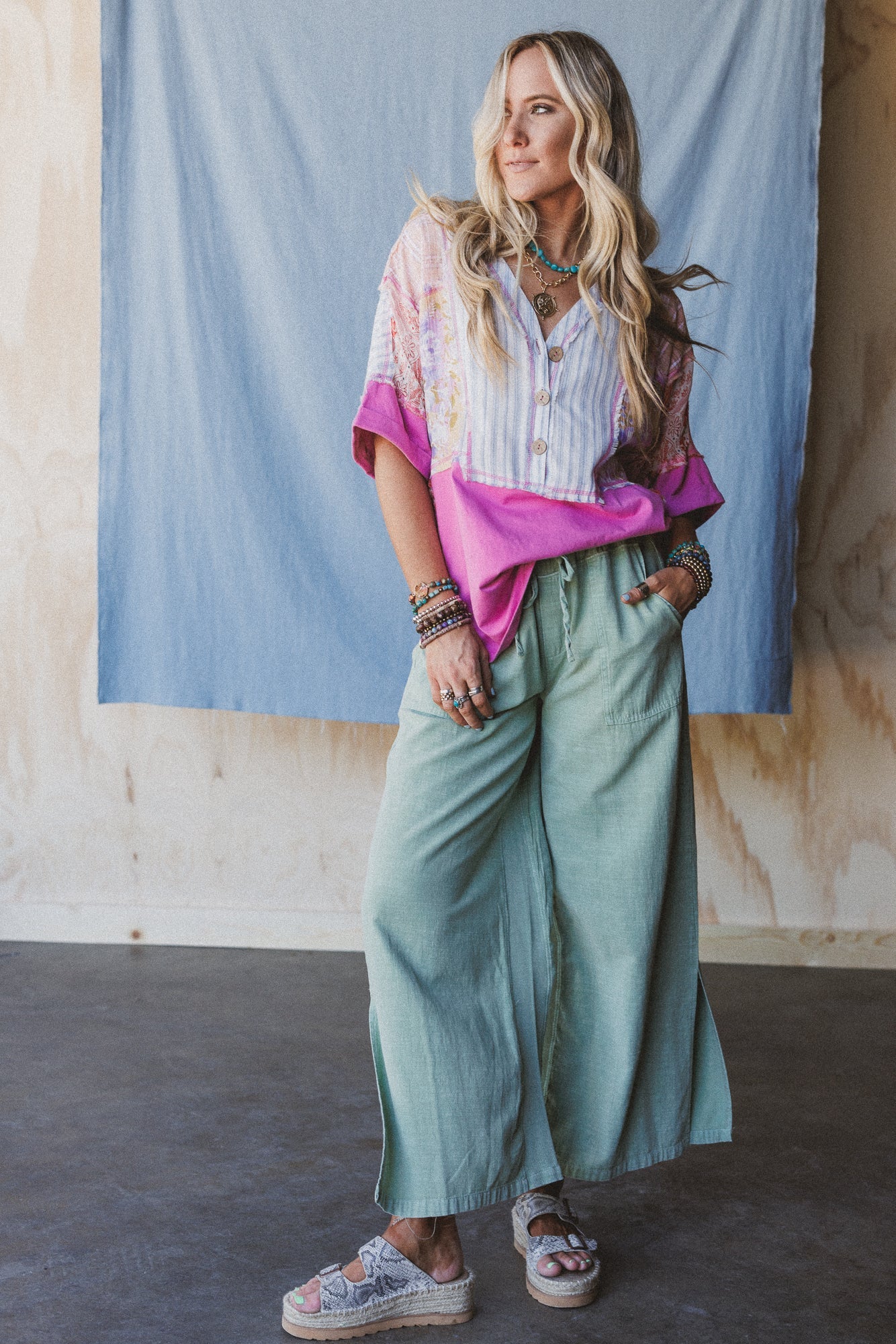 Dream Awake Wide Leg Pants - Sage