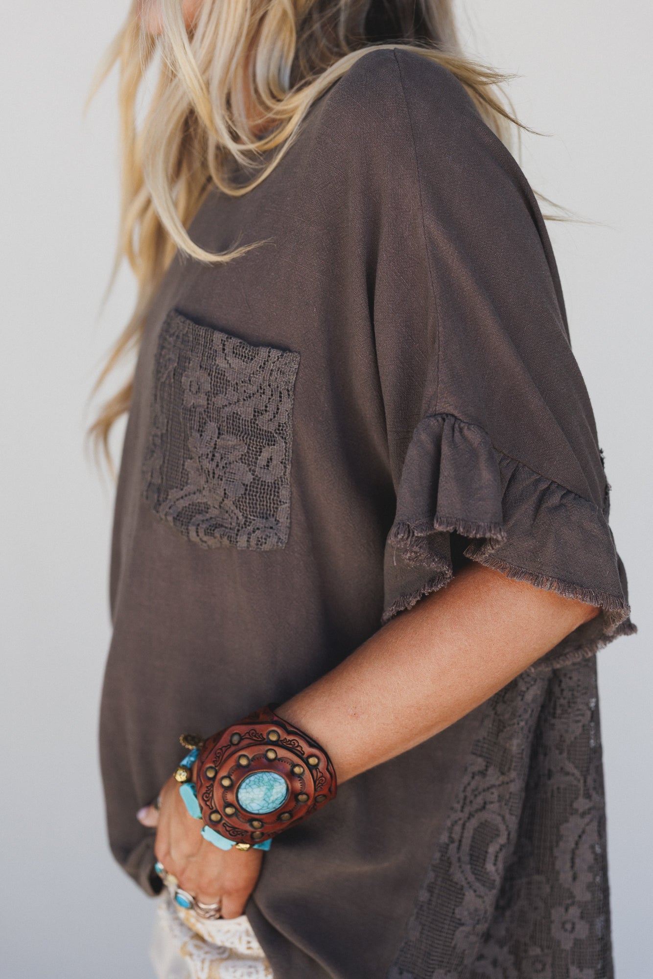 Zhara Lace Back Top - Ash