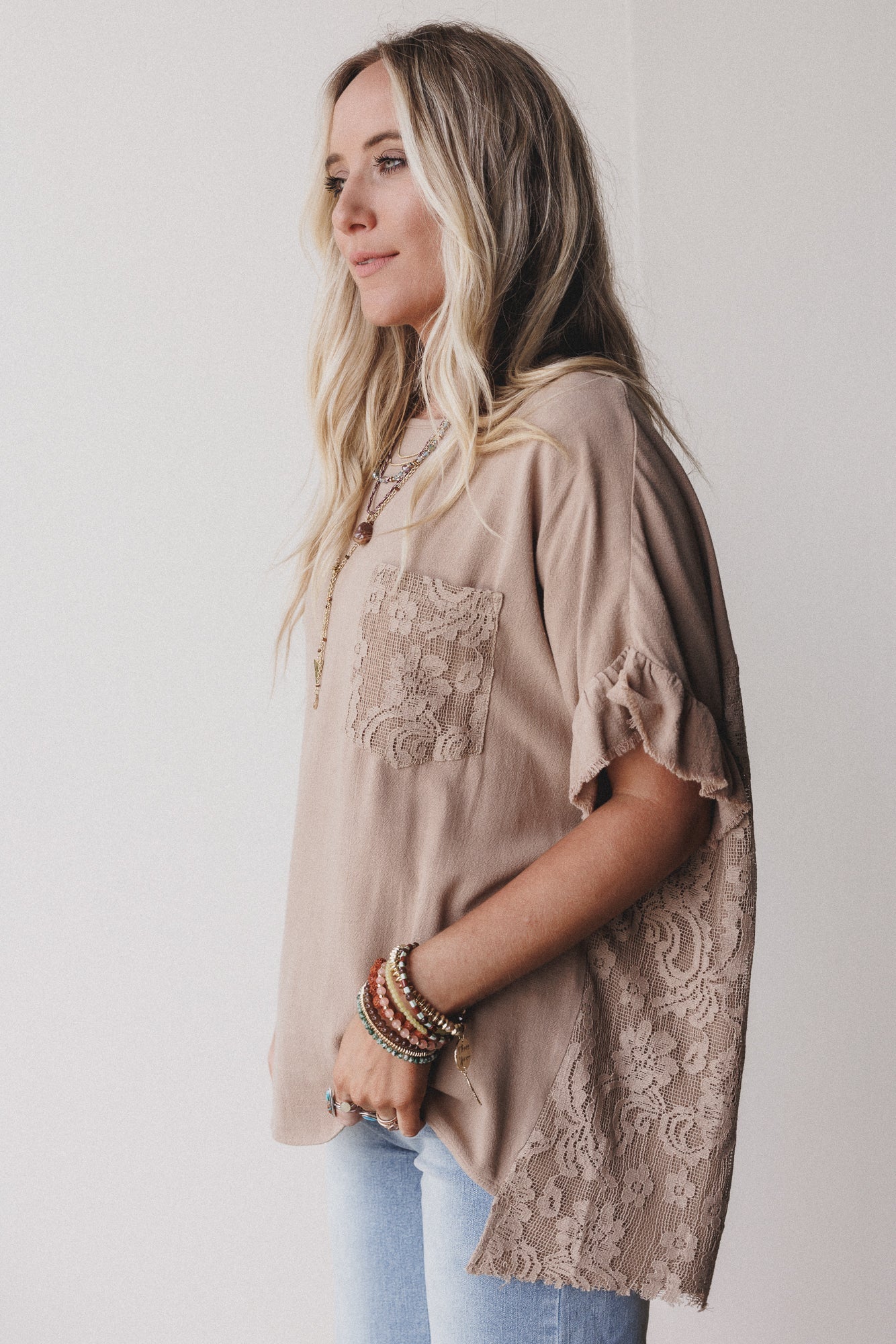 Zhara Lace Back Top - Mocha