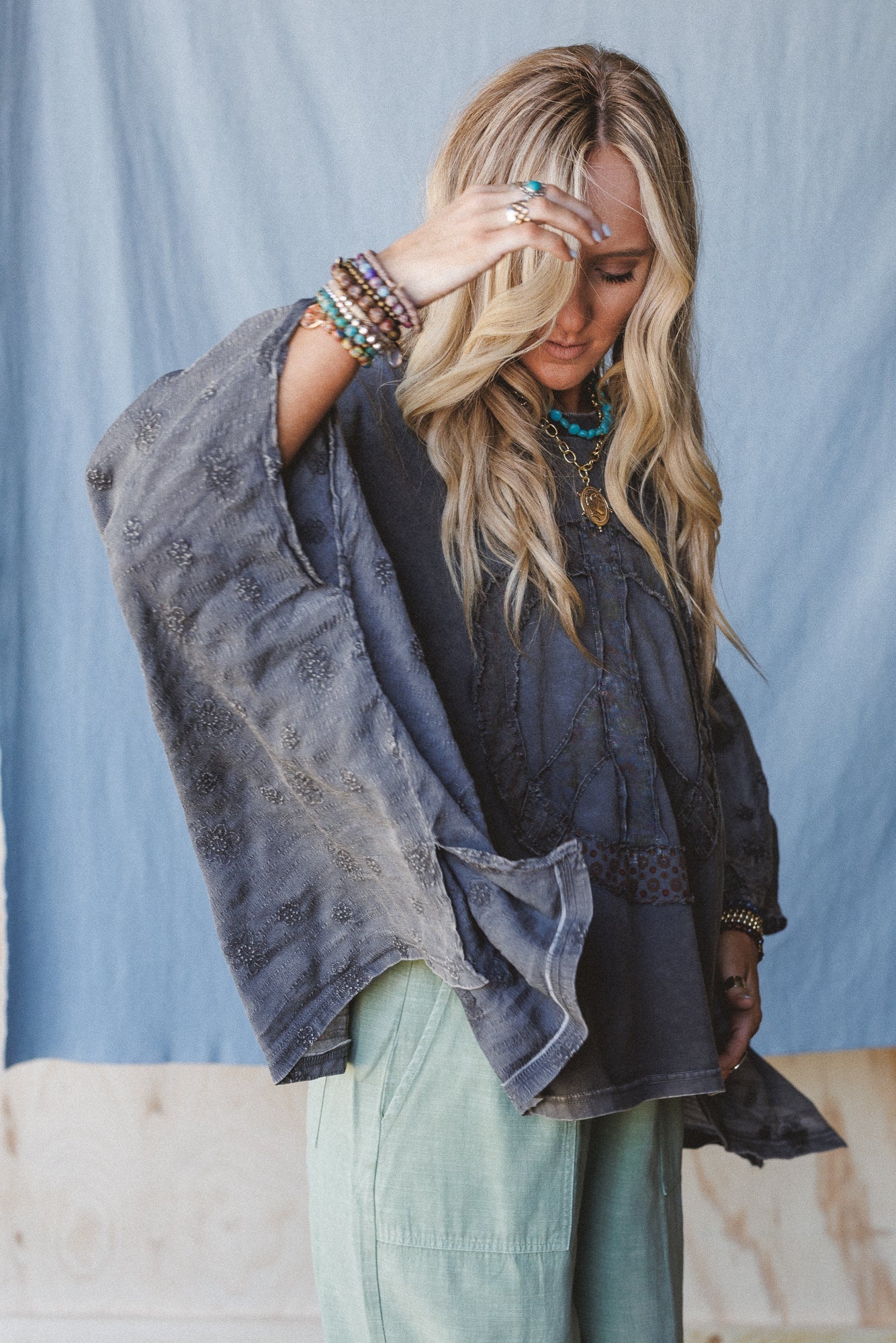 Peace Path Embroidered Top - Black