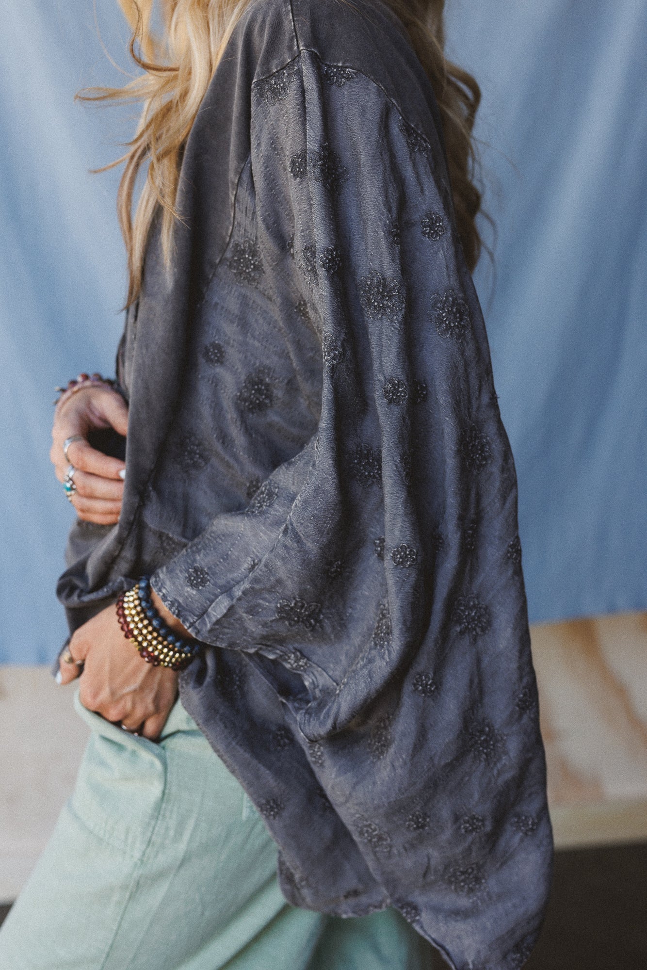 Peace Path Embroidered Top - Black