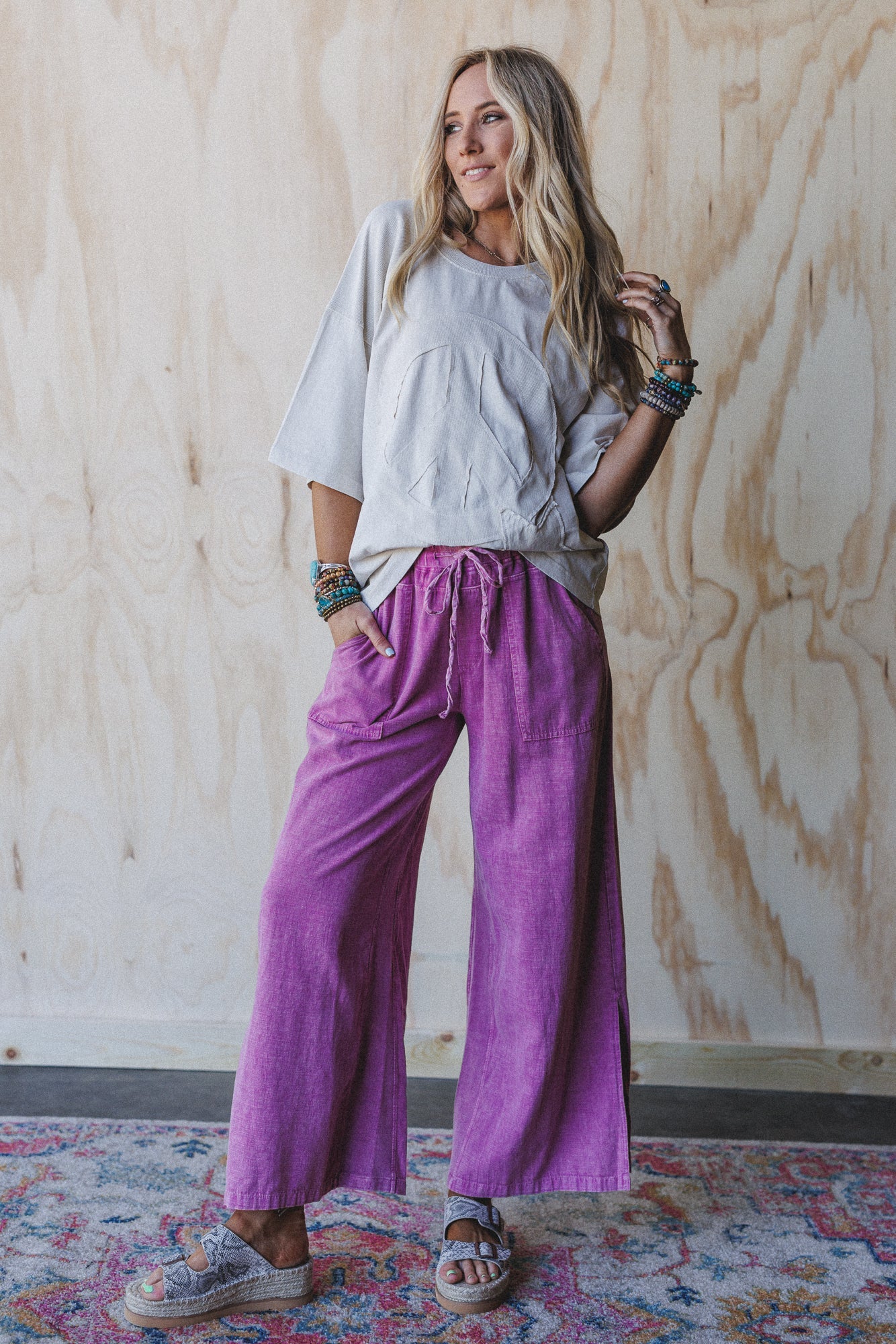 Dream Awake Wide Leg Pants - Pink