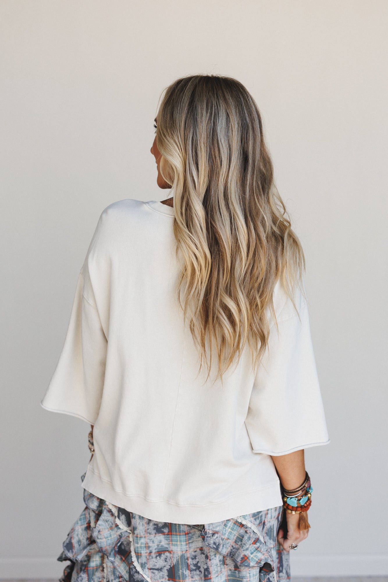 Love Ties Mix Print Top - Beige