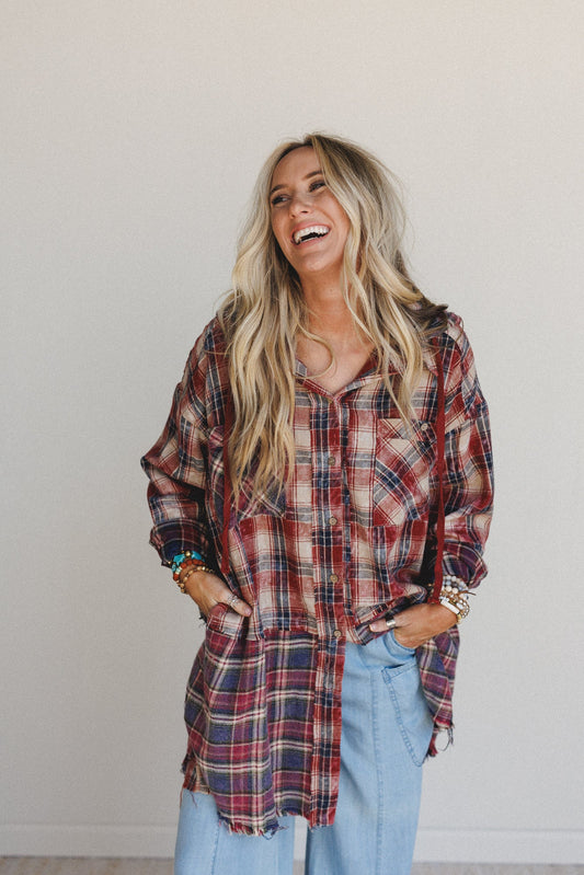 Driftwood Plaid Top - Red