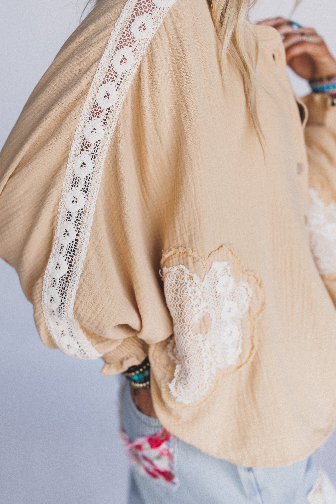 Soul Stir Crochet Trim Top - Yellow
