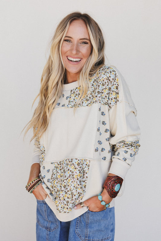 Nomad Bloom Mix Print Top - Beige