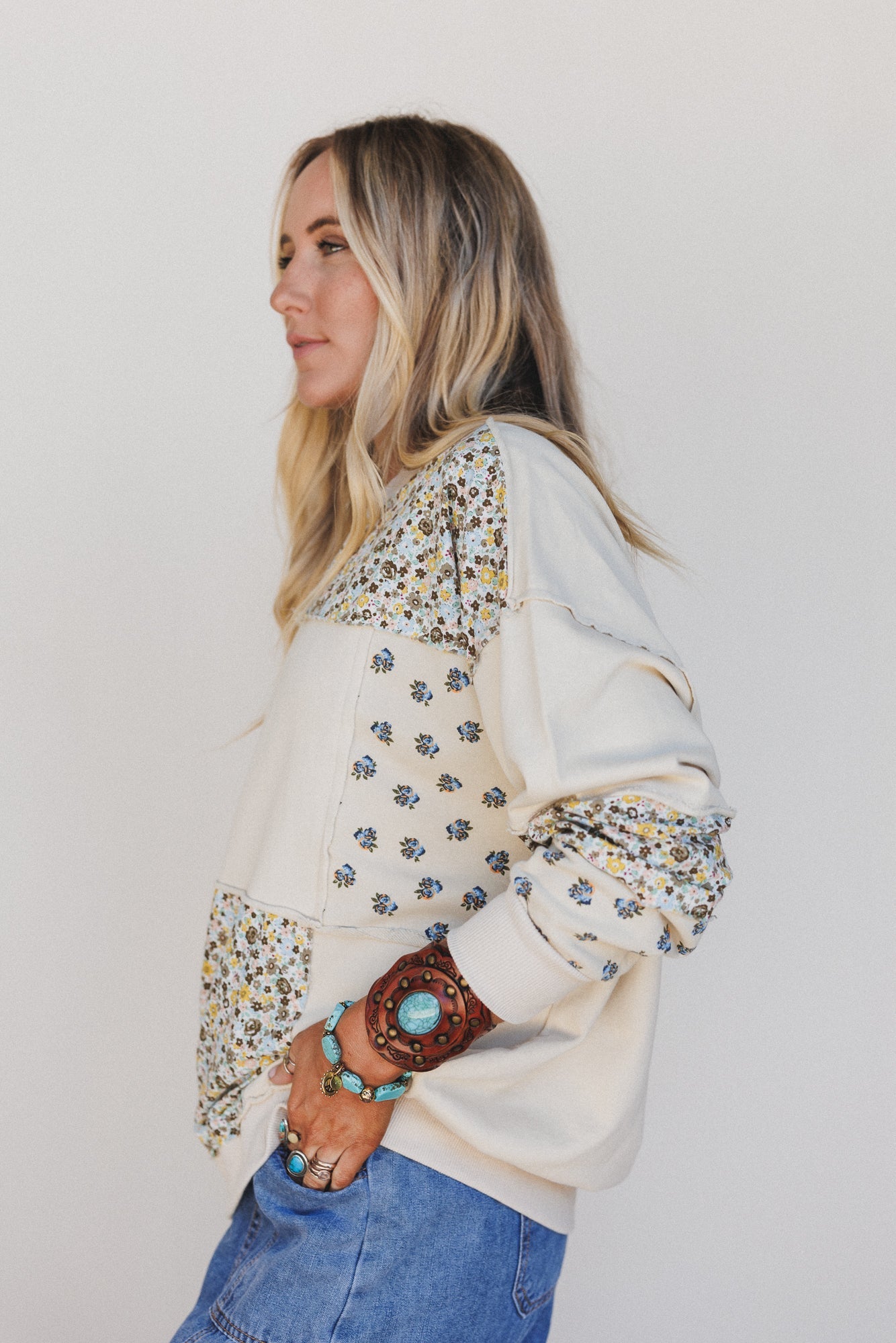 Nomad Bloom Mix Print Top - Beige
