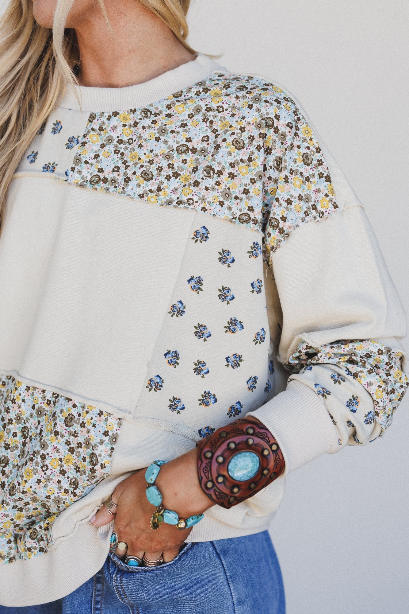 Nomad Bloom Mix Print Top - Beige