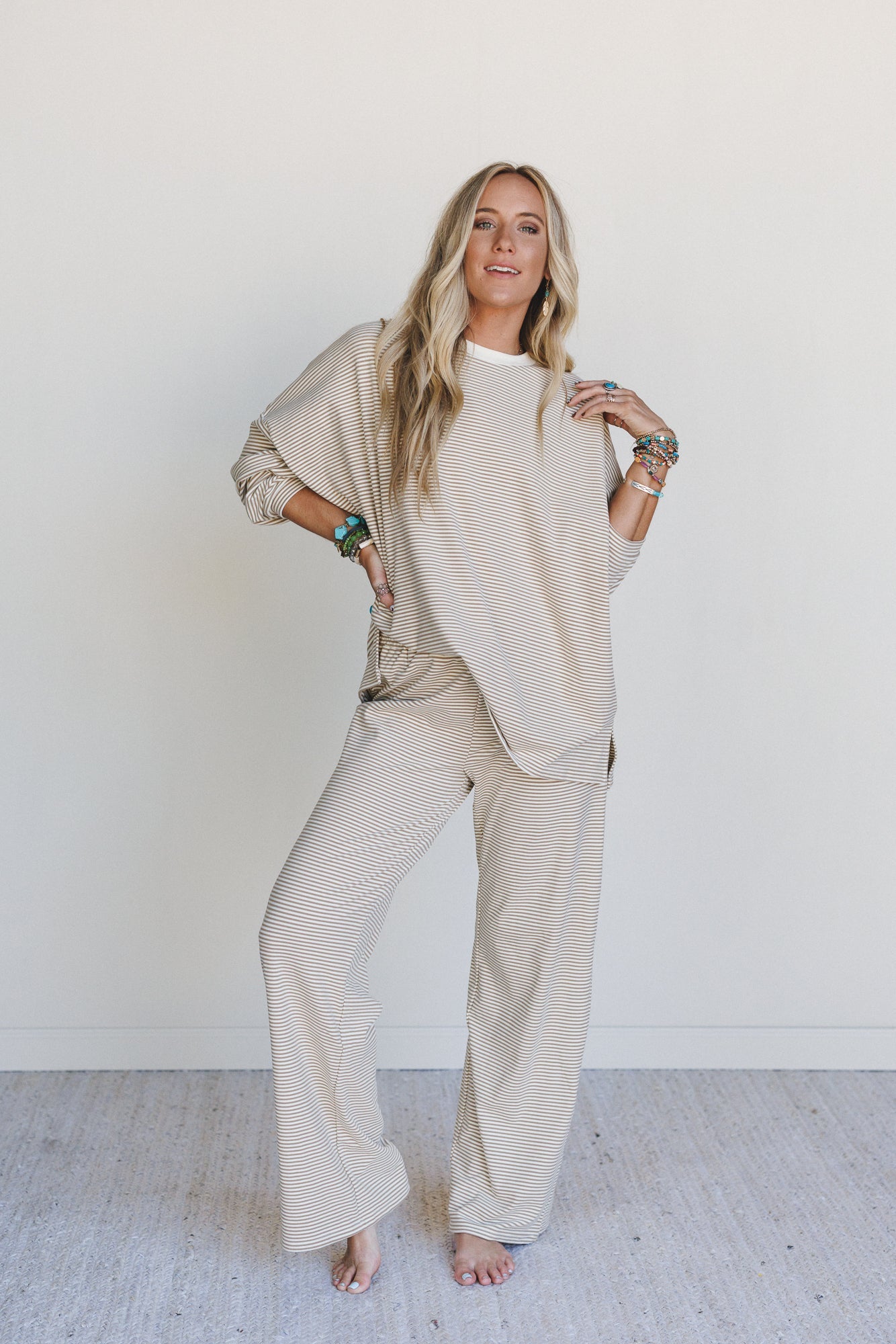 Soft Mode Wide Leg Pants - Beige