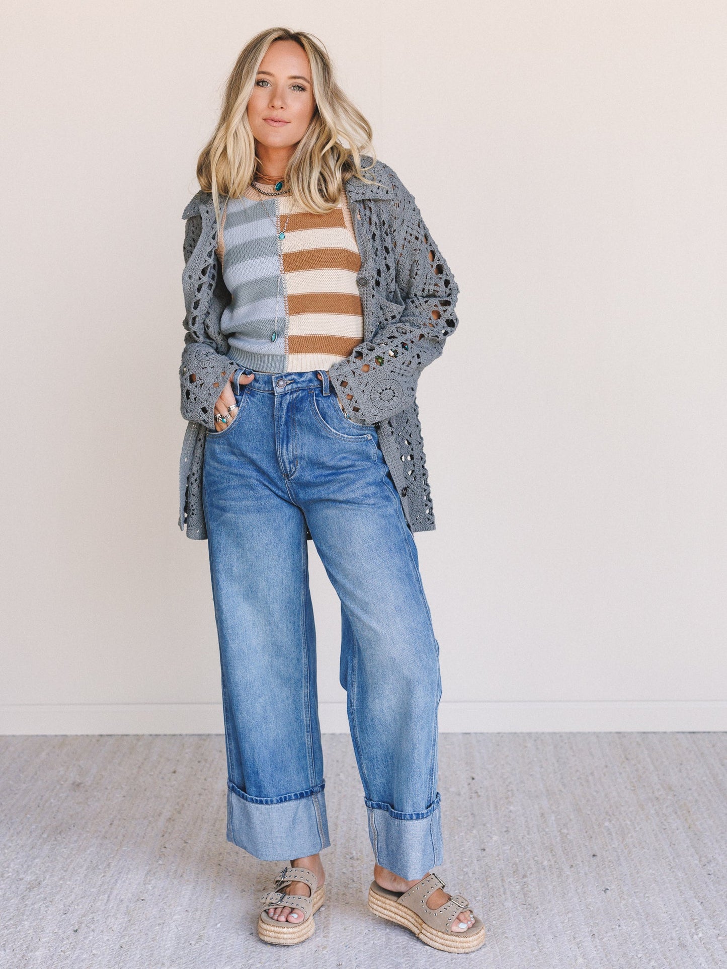 Easy Rider Cuffed Jeans - Denim