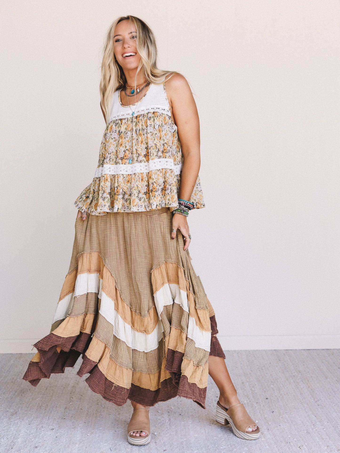Bohemia Bloom Skirt - Brown