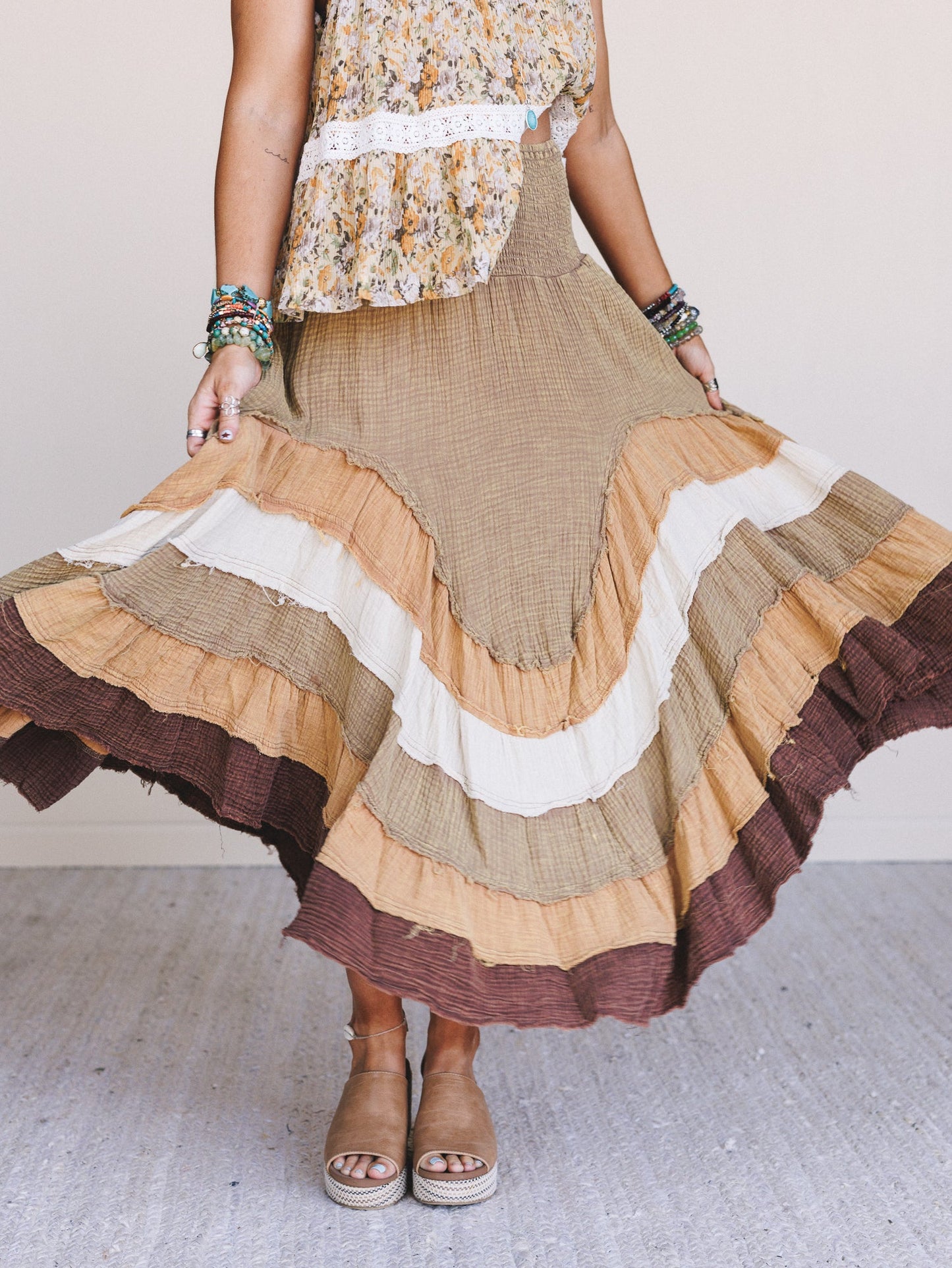 Bohemia Bloom Skirt - Brown