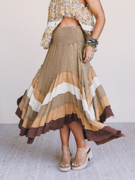 Bohemia Bloom Skirt - Brown