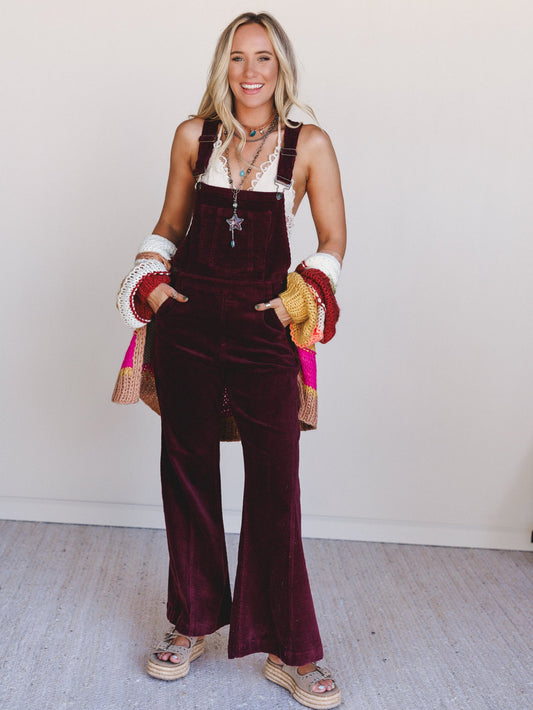 Wanderheart Corduroy Overalls - Wine