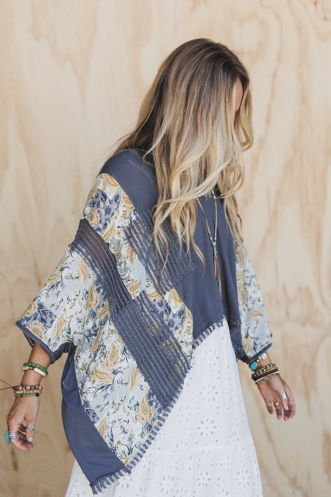 Floral Coast V Neck Top - Charcoal