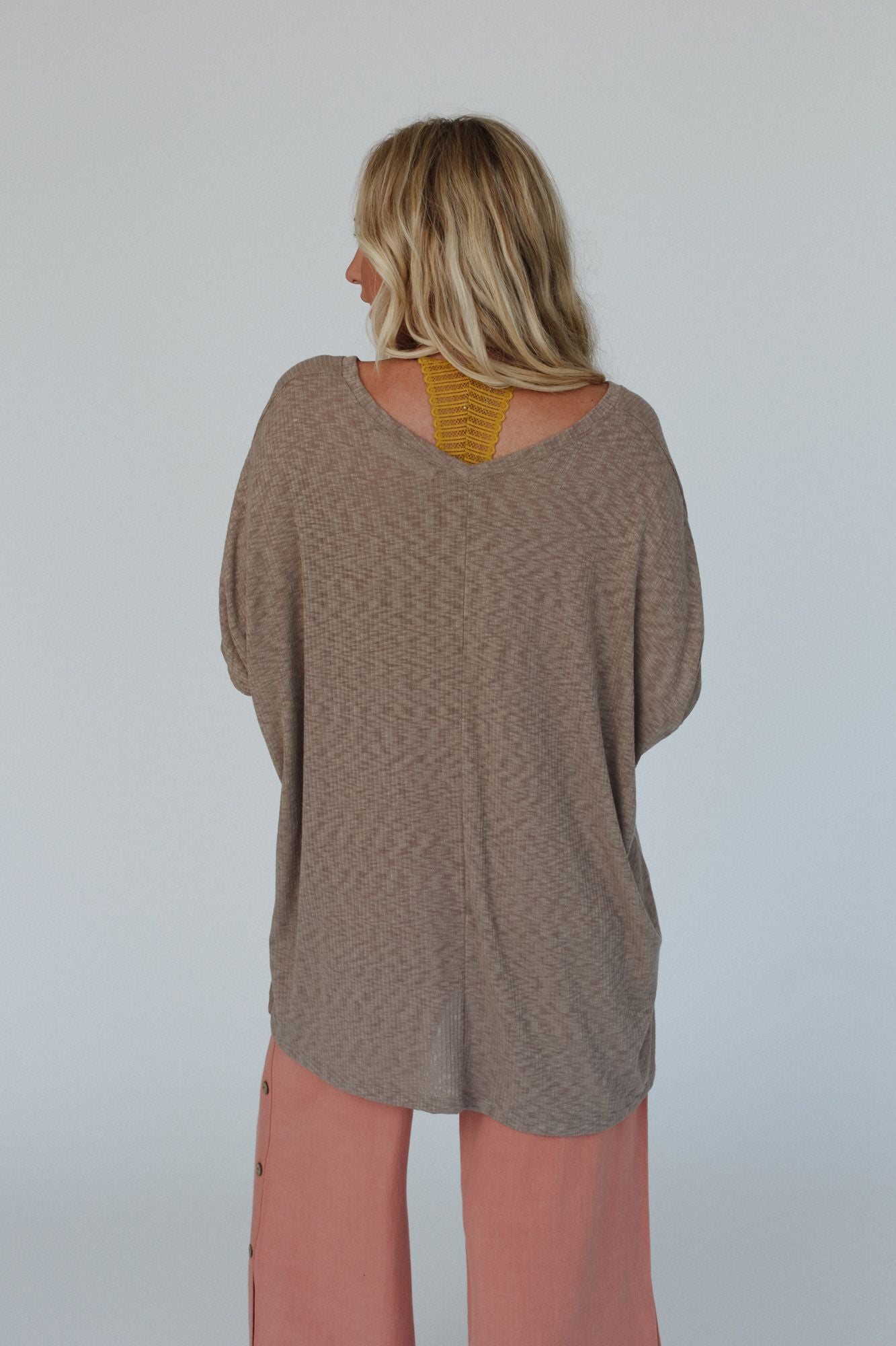 The Nest Warm Nights V Neck Top - Mocha Dark