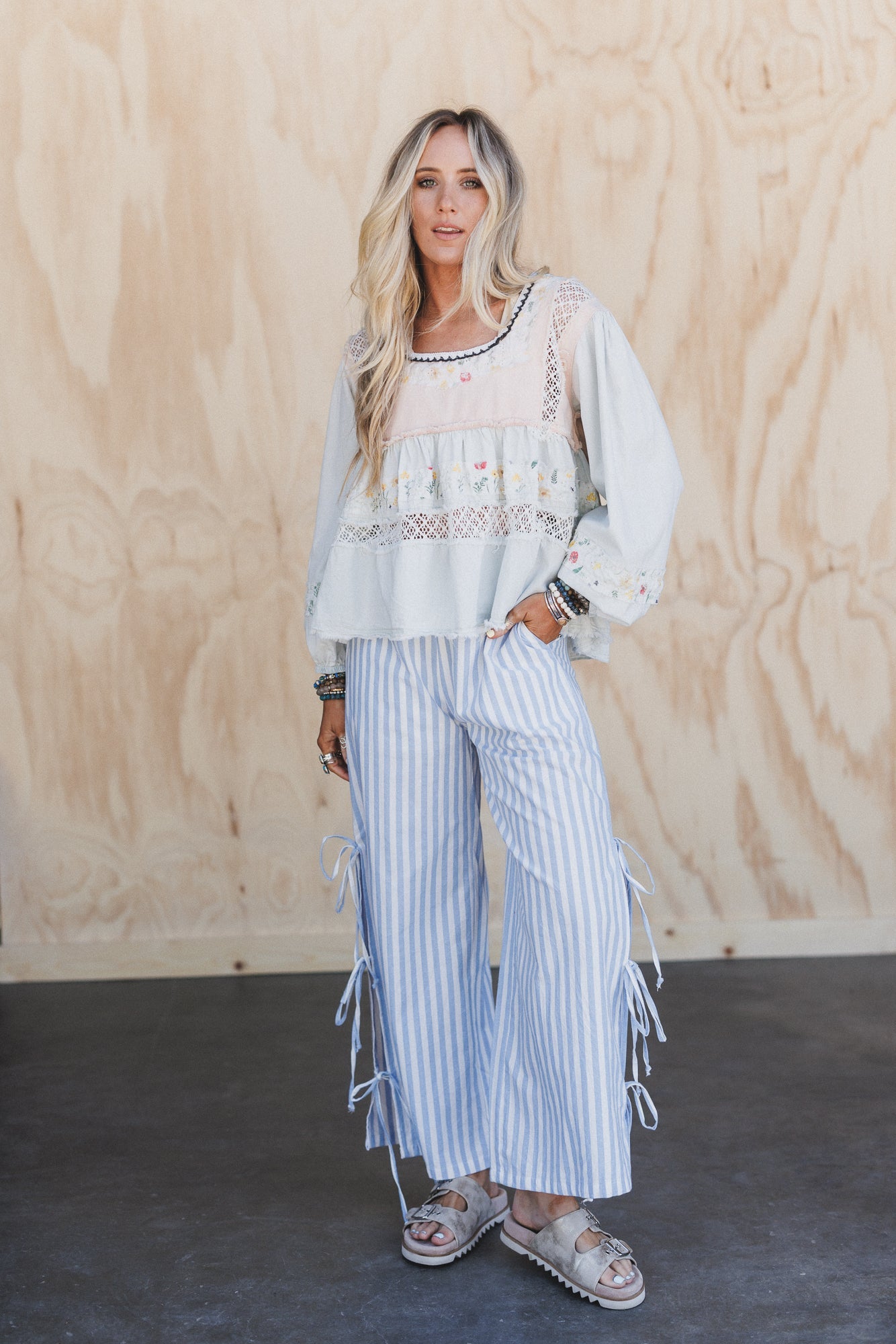 Harbor Breeze Crochet Detail Top - Denim