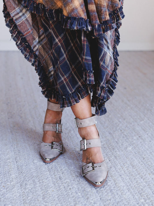 Dustbuckle Triple Belt Heels - Beige