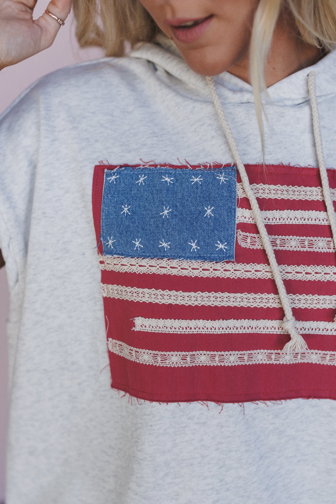 American Dream Hoodie Top - Heather Grey