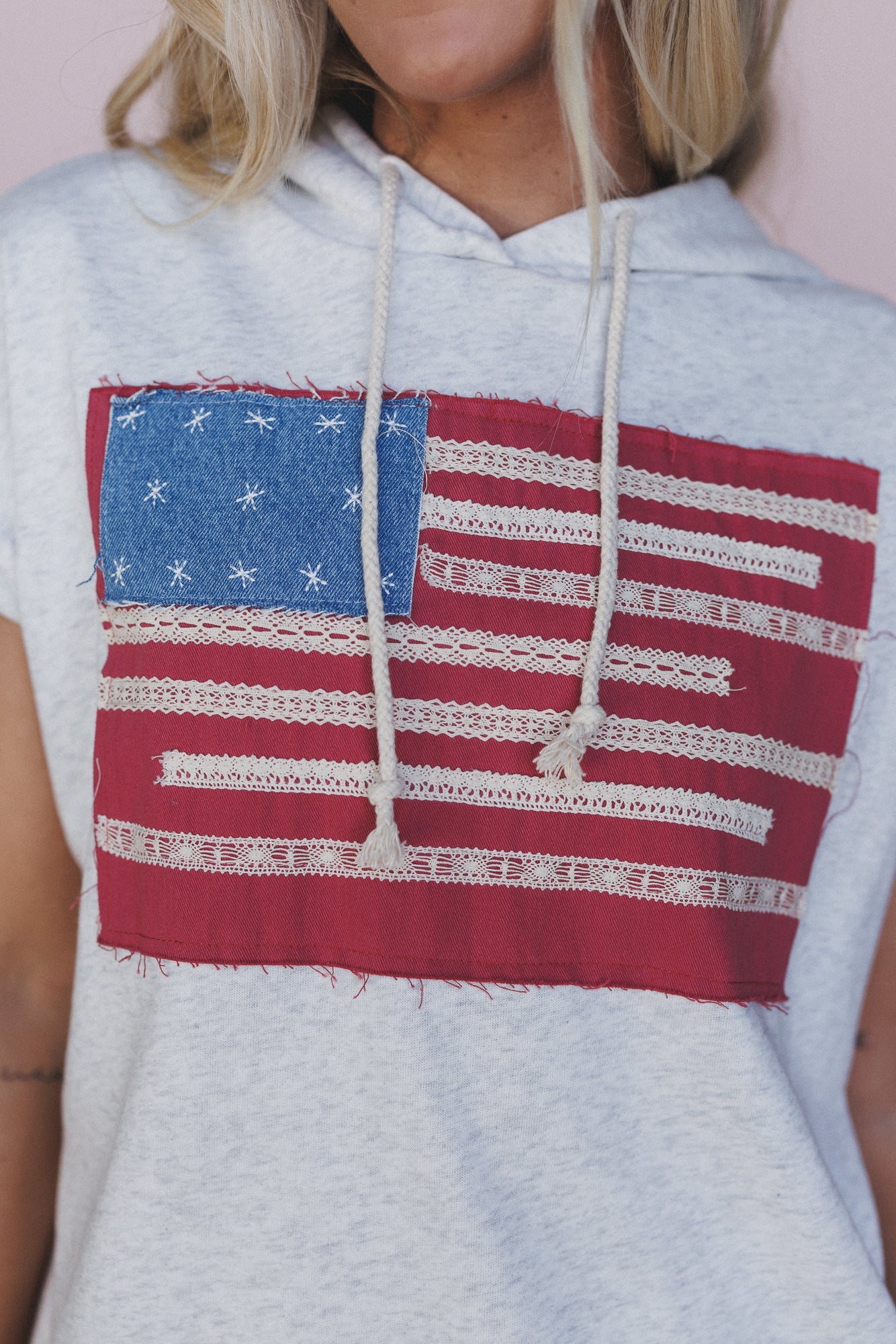 American Dream Hoodie Top - Heather Grey