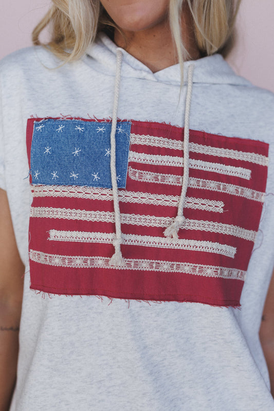 American Dream Hoodie Top - Heather Grey