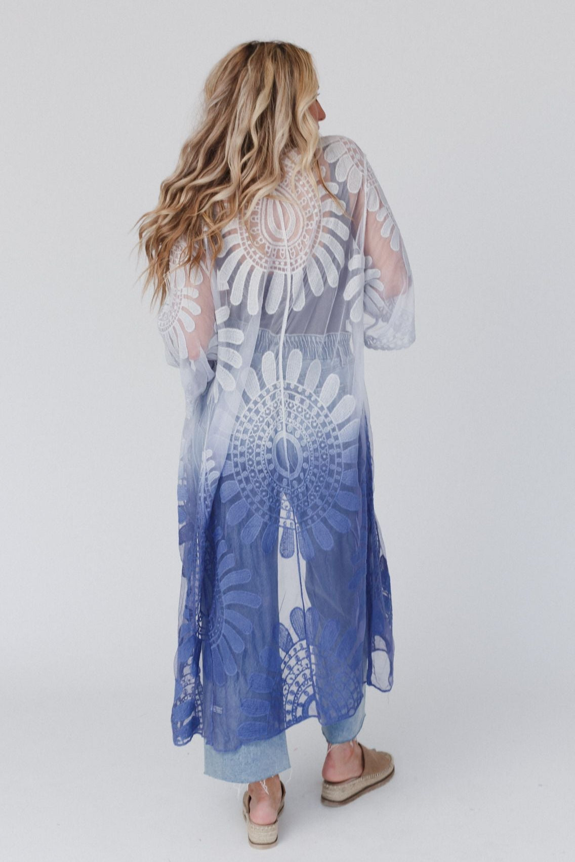 Poolside Ombre Lace Kimono - Periwinkle
