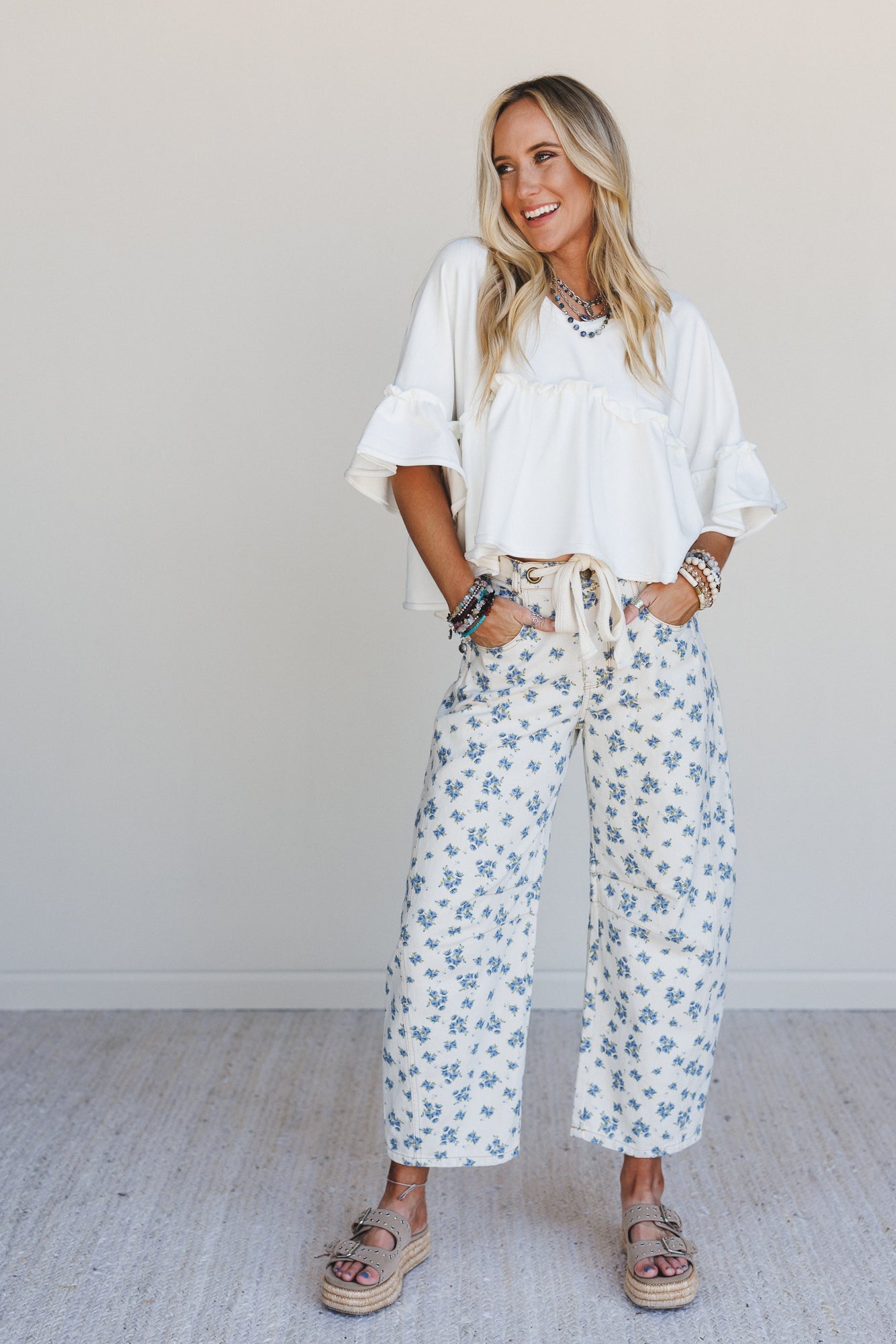 Petal Blue Barrel Leg Pants - Denim