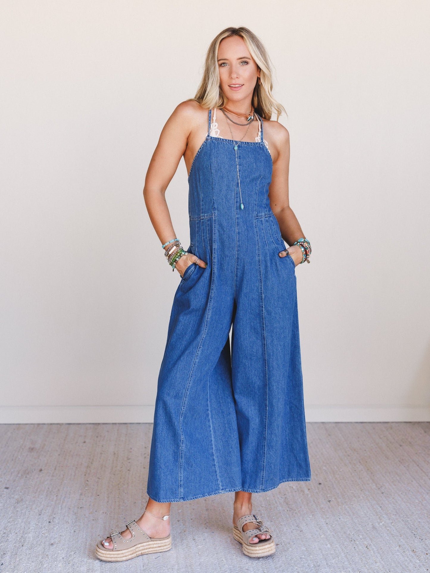 Pure Bliss Denim Jumpsuit - Medium Wash