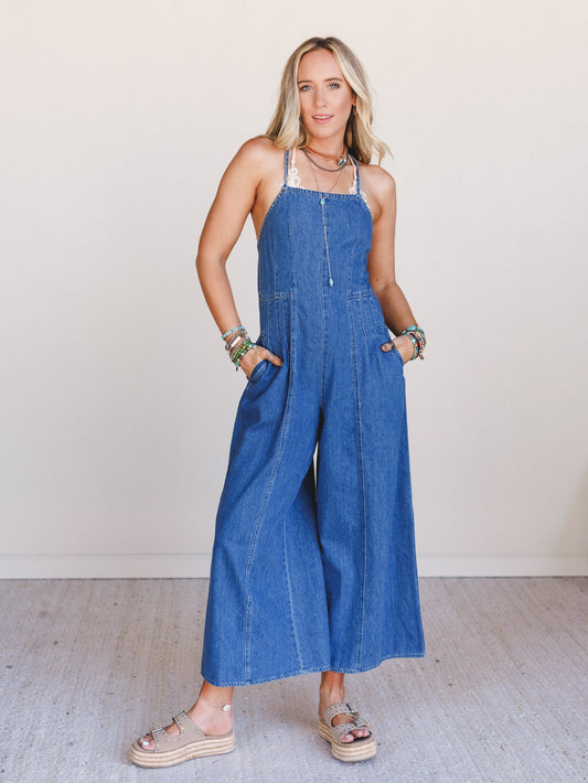 Pure Bliss Denim Jumpsuit - Medium Wash