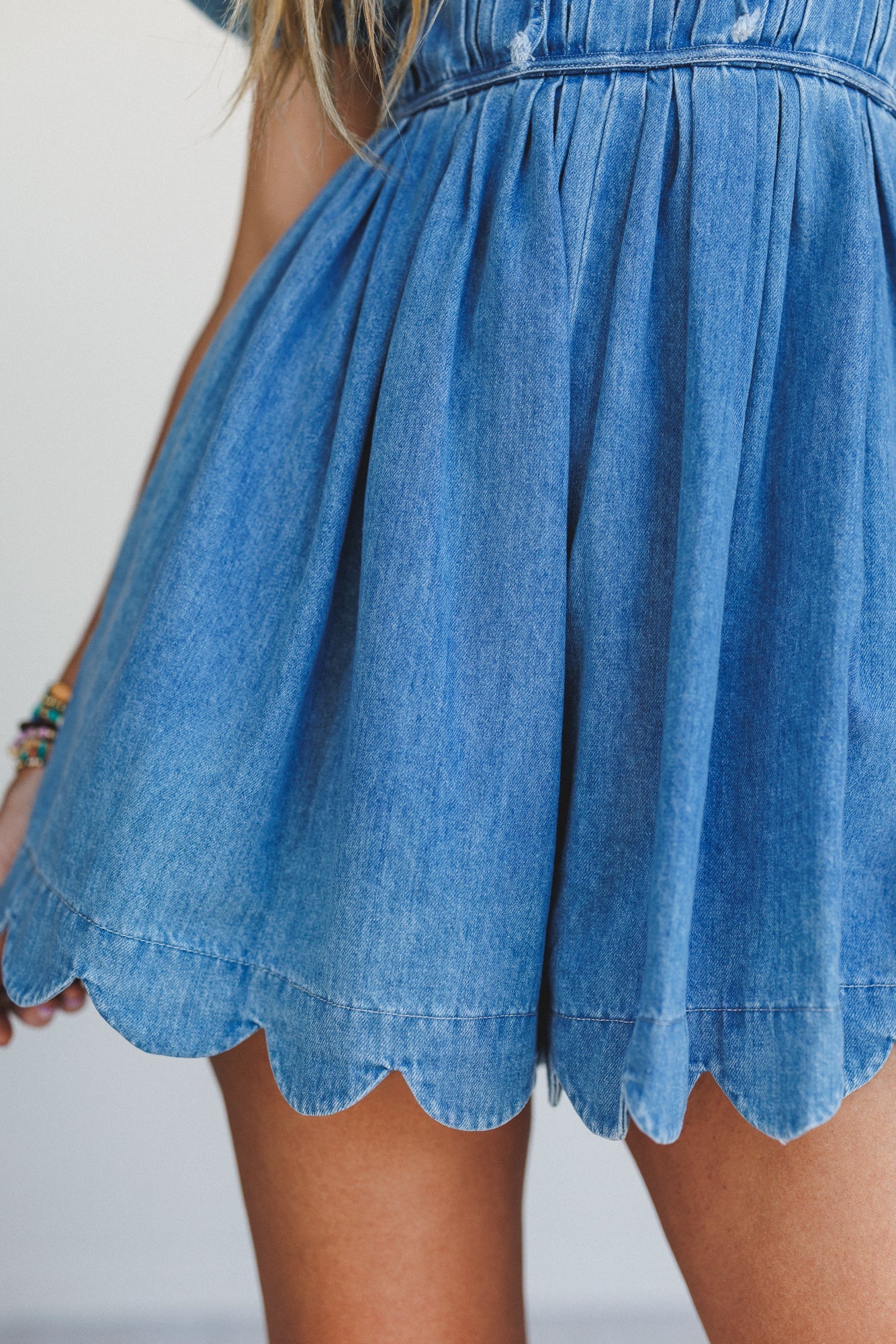 Charmed Heart Denim Romper - Denim