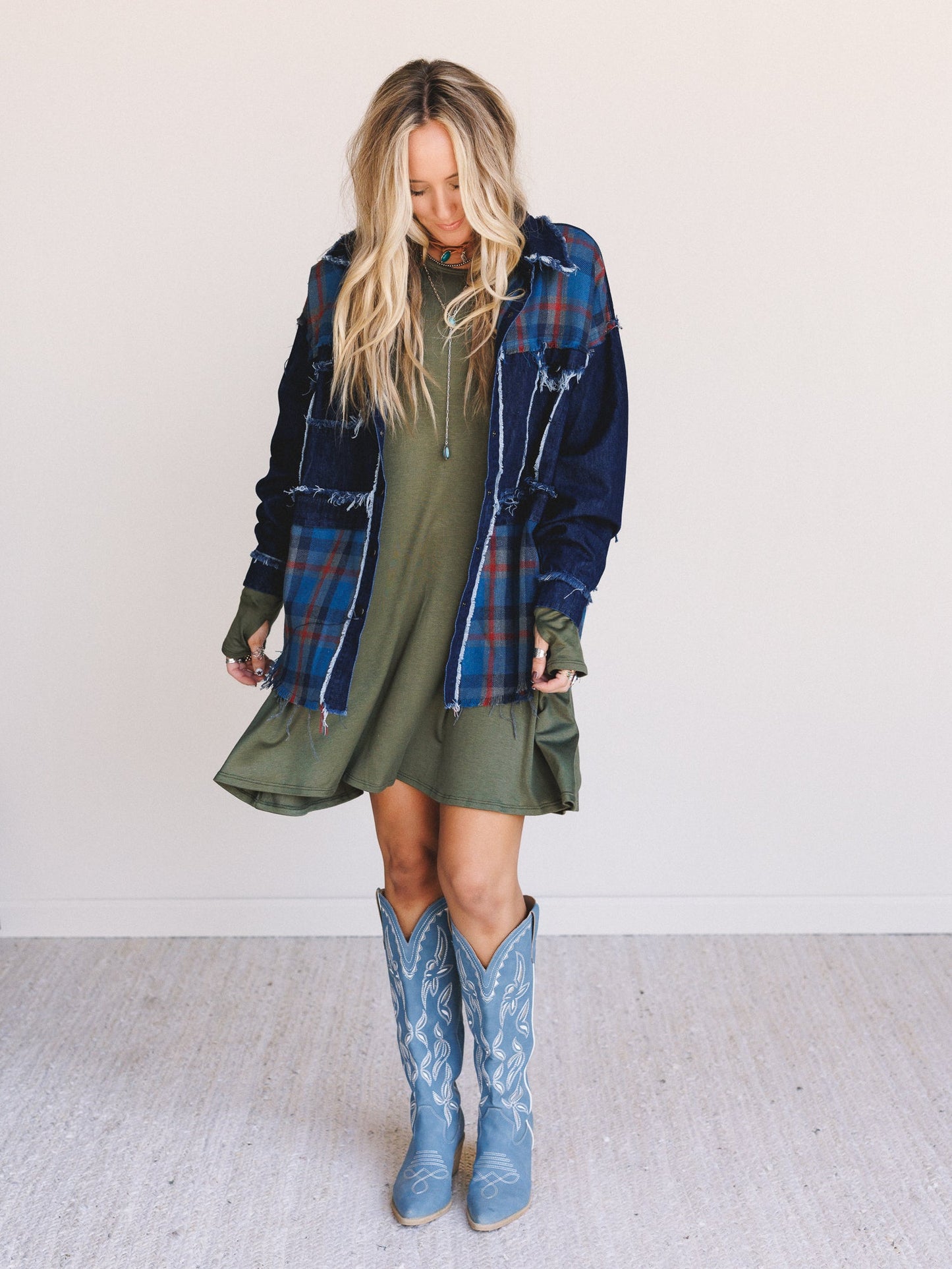 The Nest Jake Long Sleeve Crewneck Dress - Olive