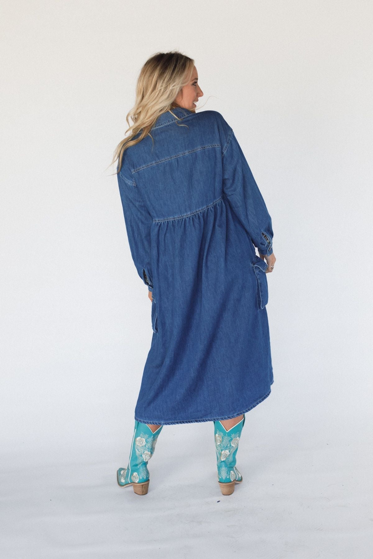 Wild Willow Denim Maxi Dress - Indigo