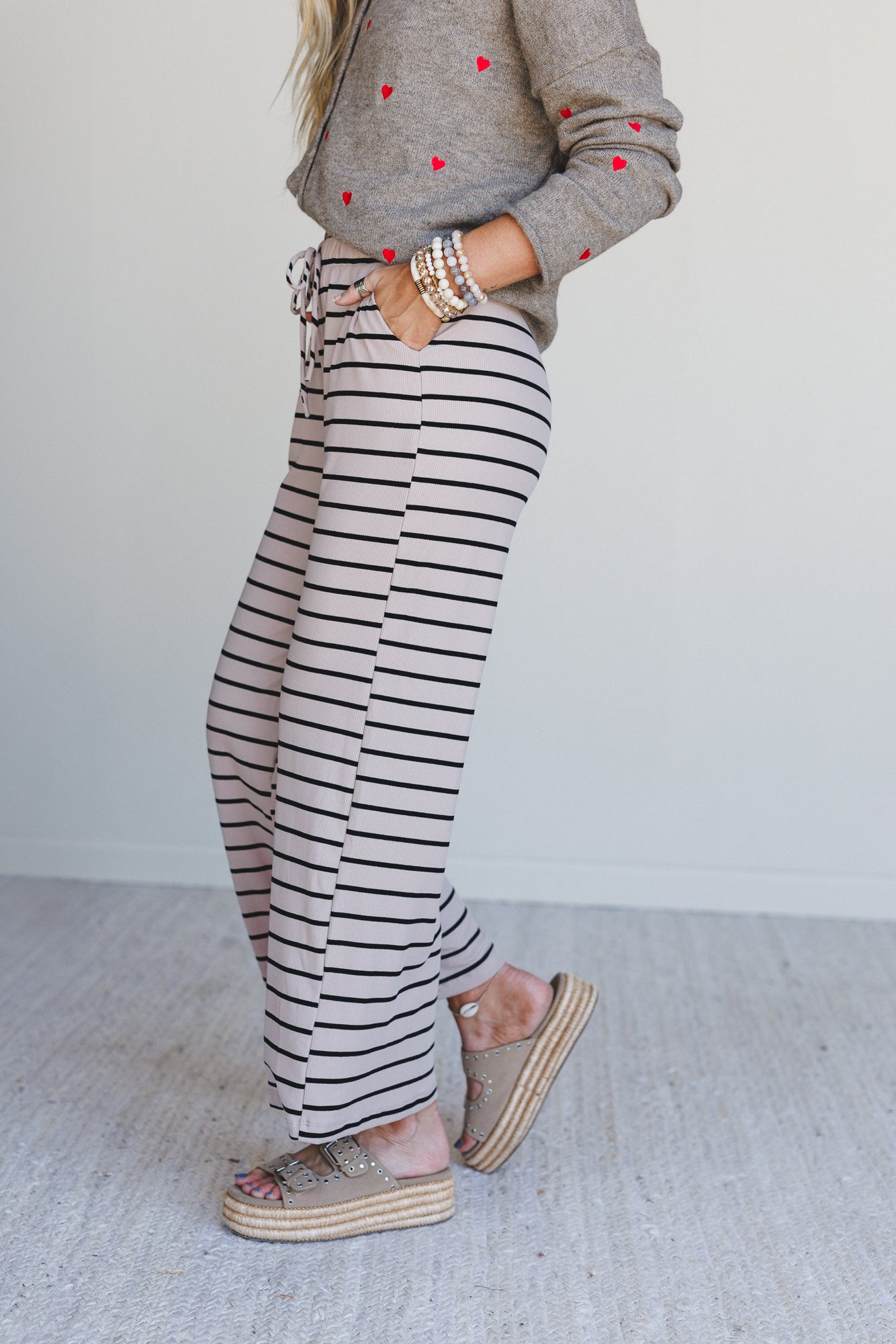 Parallel Play Stripe Pants - Mocha